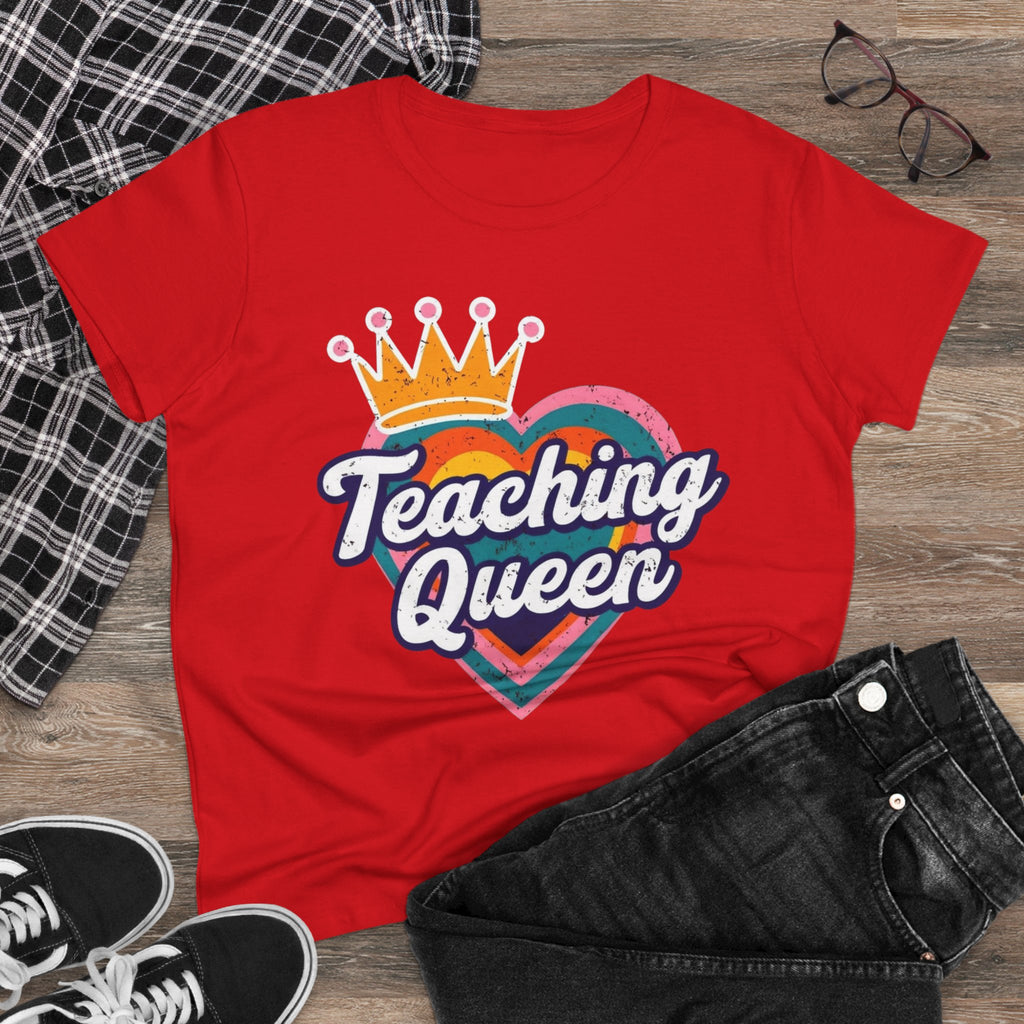 Teaching Queen Tee, Best Teacher Gift Shirt, Midweight Cotton T-Shirt, Teacher Appreciation Top, Female Educator Apparel, School Instructor