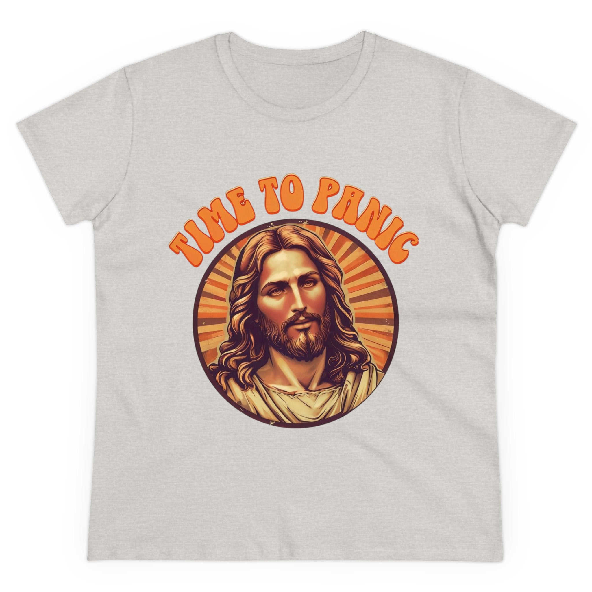 Graphic Tee, Funny Jesus Shirt, Panic Quote Women's T-Shirt, Religious Humor Top, Christian Apparel, Novelty Gift for Her, Midweight Cotton