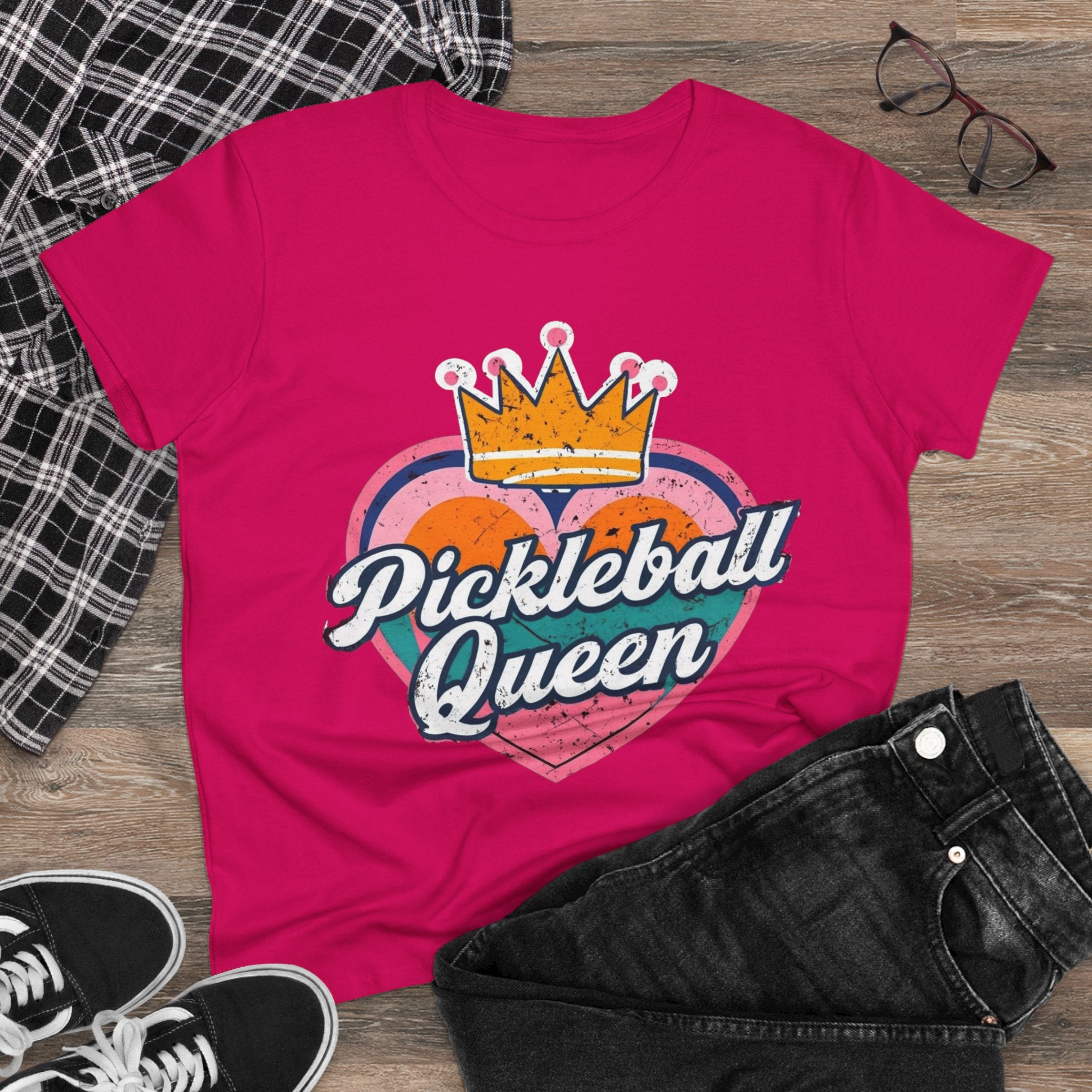 Pickleball Queen Cotton Tee - Perfect for Sports Lovers, Gifts for Her, Summer Fun, Activewear, Casual Style crown paddle queen