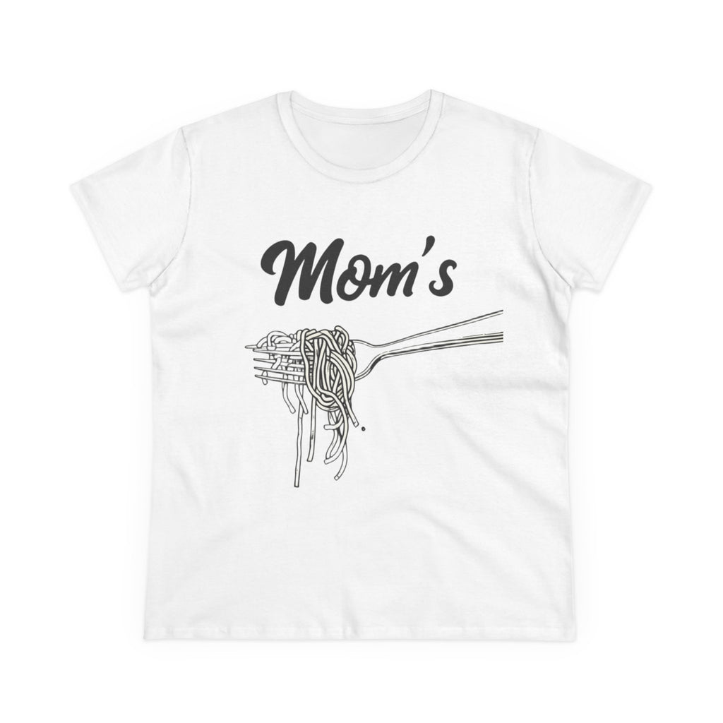 Mom's Spaghetti Tee - Women's Midweight Cotton T-Shirt, Gift for Mother's Day, Foodie Shirt, Casual Wear, Cozy Top