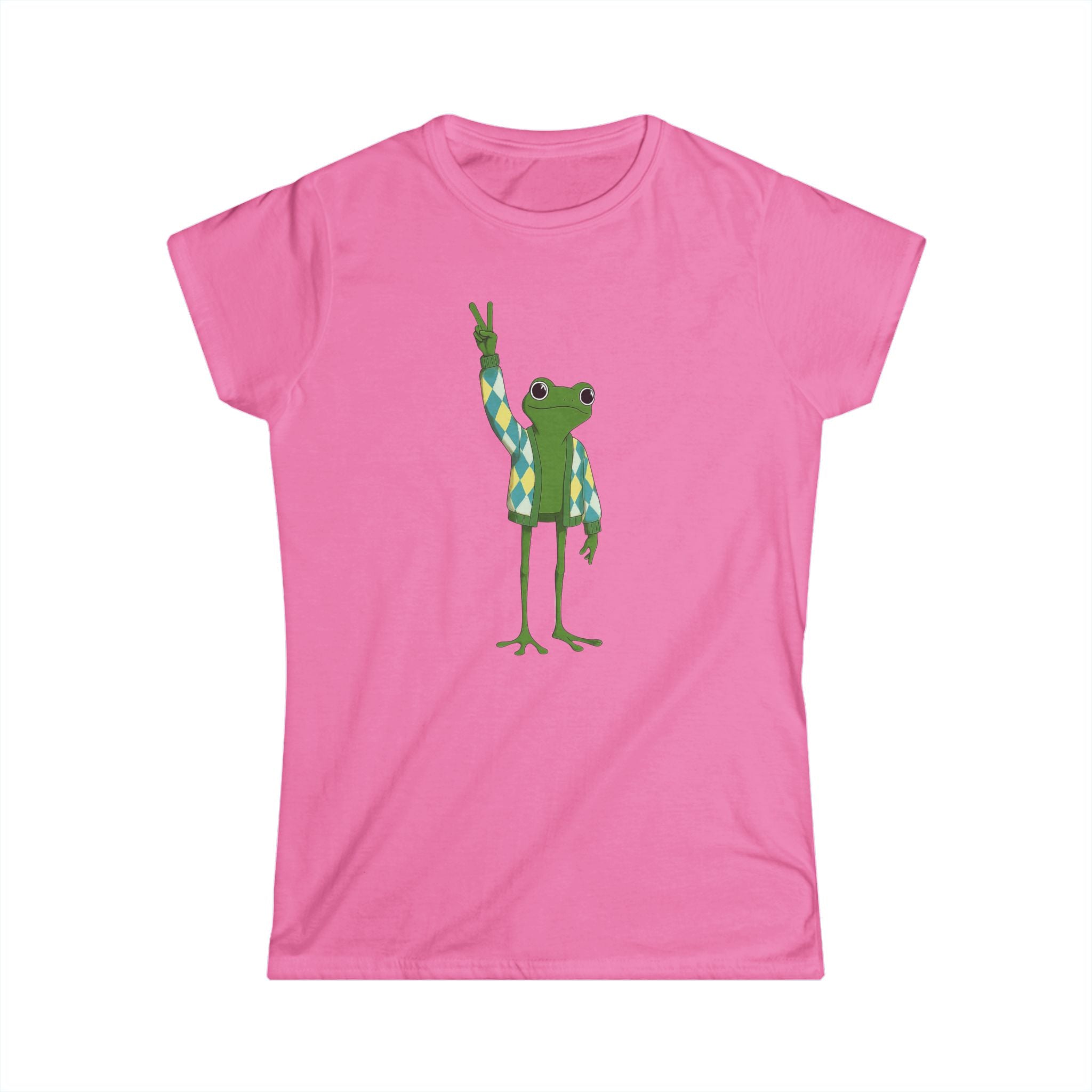 Frog Peace Softstyle Tee, Argyle Peace Sign Shirt for Women, Back to School, Social Justice, Frog Lovers, World Peace, Activist Gift