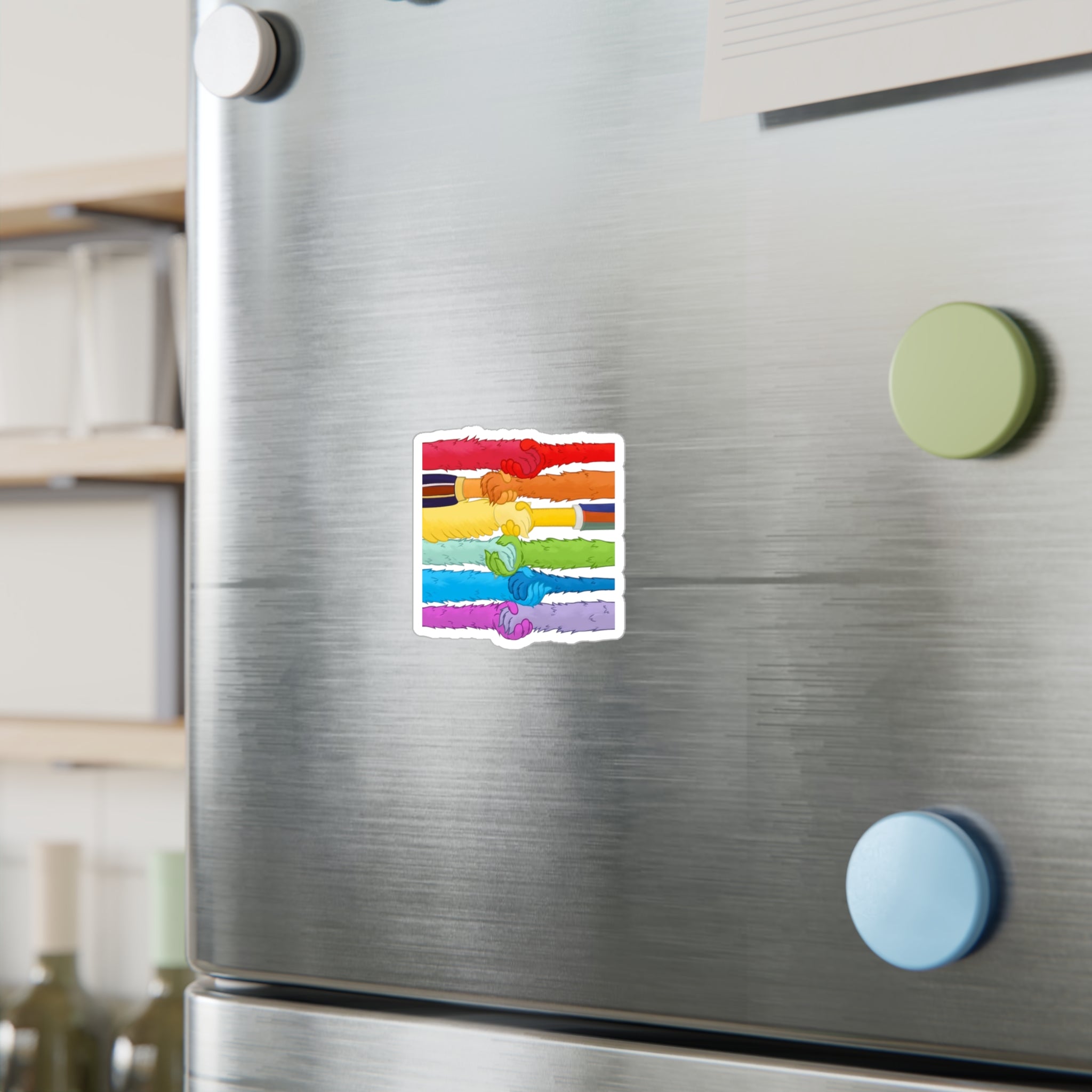 Kindness and diversity matter! Colorful Pride LGBTQ+ anti trump  Colorful Handshake Vinyl Decals, Stickers, Laptop Pride, Friendship Gifts