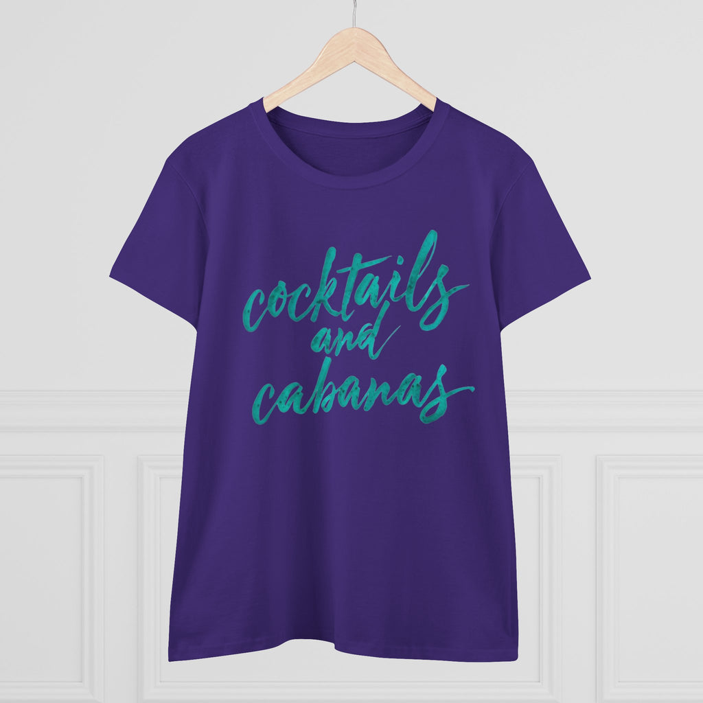 Cocktails and Cabanas Tee - Women&#039;s Midweight Cotton Shirt, Beachwear, Summer Top, Vacation Outfit, Casual Wear, Gift for Her, Pool