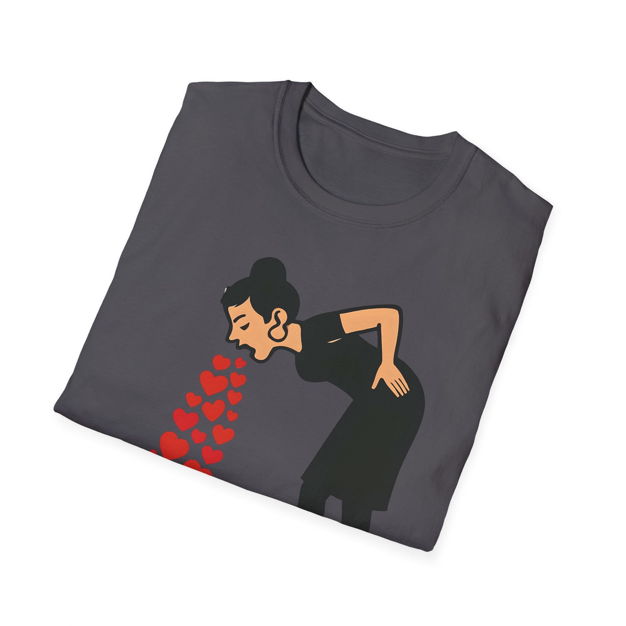 Vomiting Hearts T-Shirt, Anti Valentines Day Shirt, Art Girl Funny Love Humor gift , Sarcastic Romance Top, Dark Humor Graphic Shirt Unisex