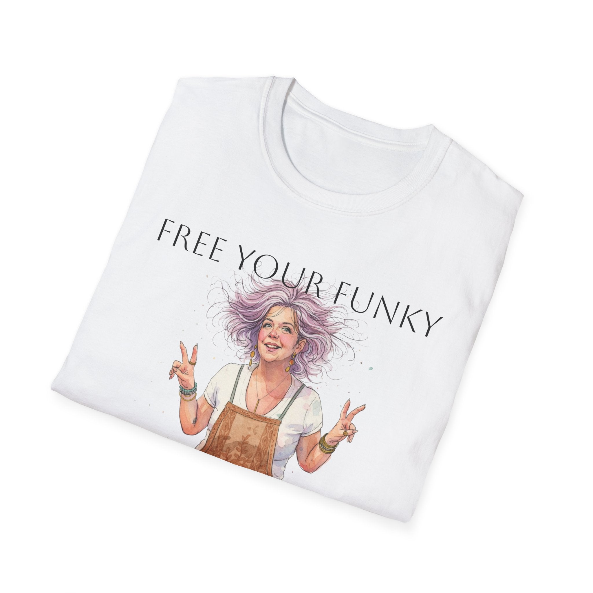 T-Shirt — “Free Your Funky” Peace-Sign Boho Woman Graphic Tee