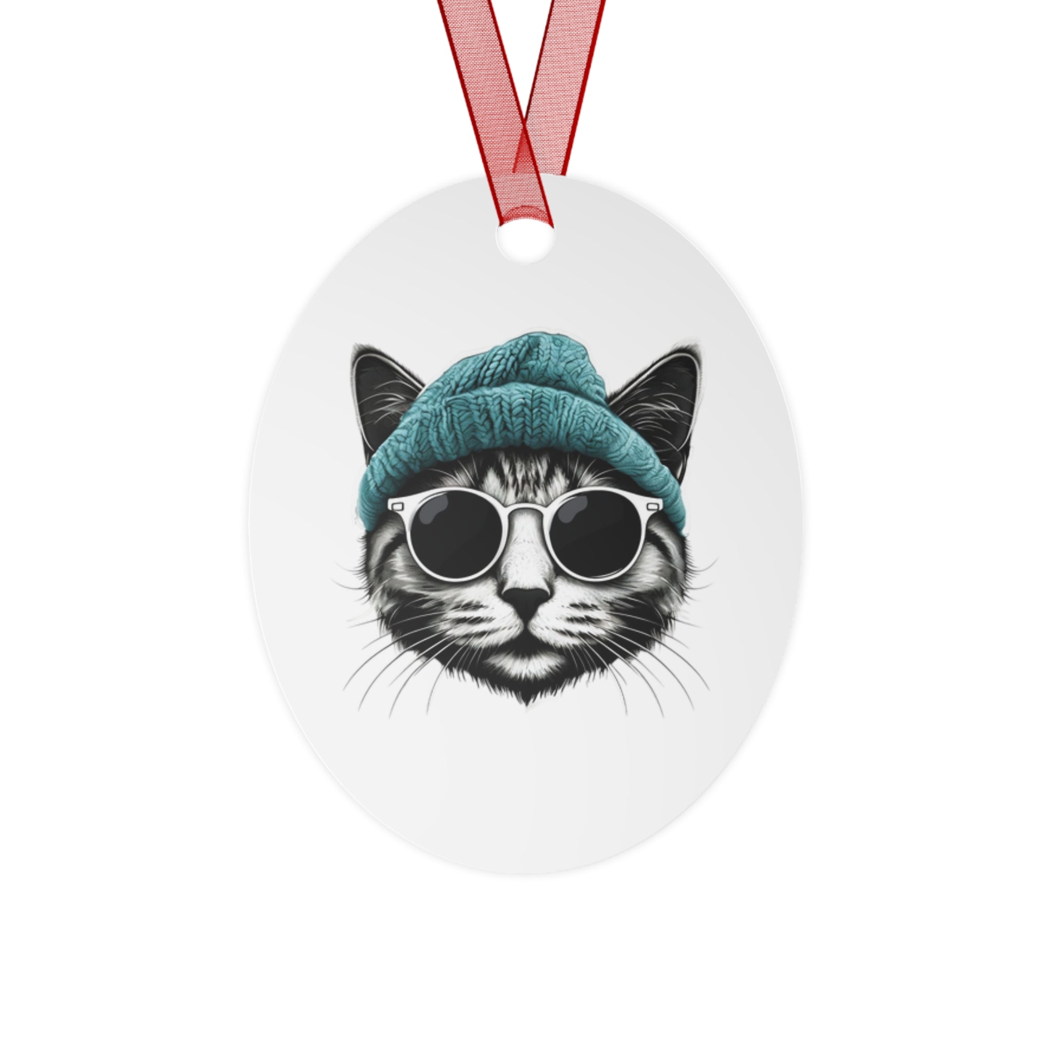 Cat Metal Ornament cool cat, and a beanie metal Christmas ornament