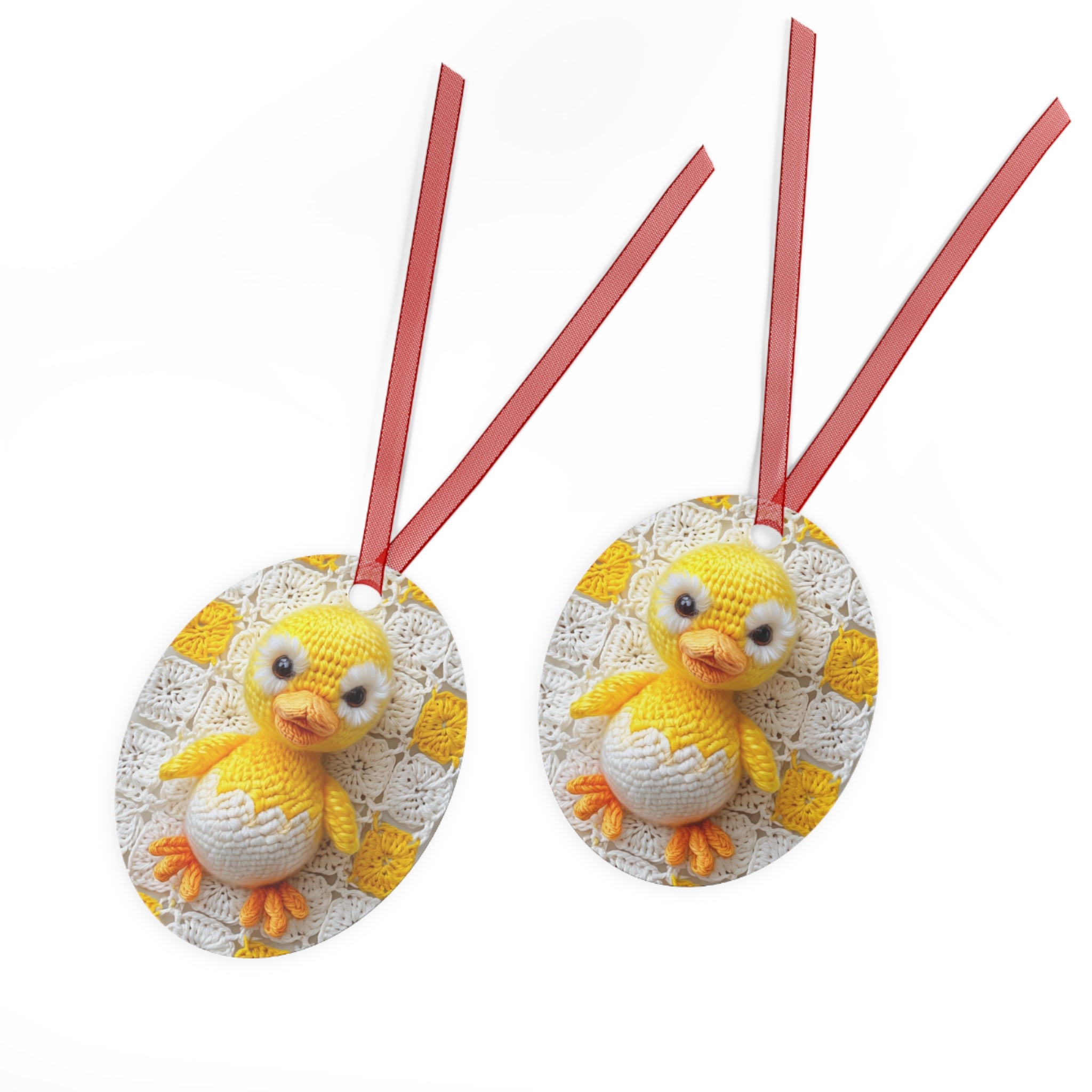 Duckling Metal Ornament — printed Cute Crochet Chick Egg Decoration for Easter & Baby  Shower Amigurumi