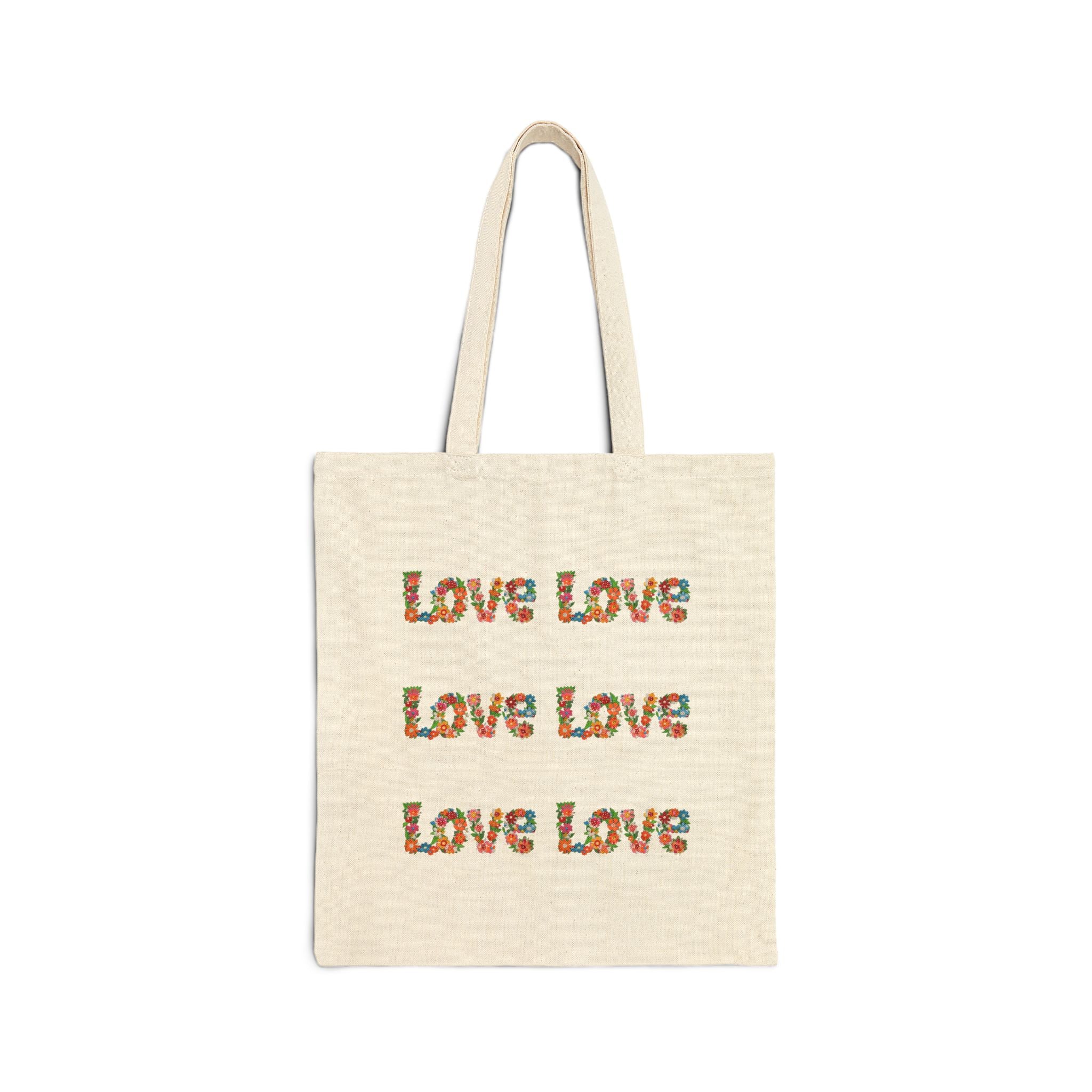 Love Love Cotton Canvas Tote Bag - Eco-Friendly Grocery Tote, Beach Bag, Gift Bag for Women, Reusable Shopping Bag