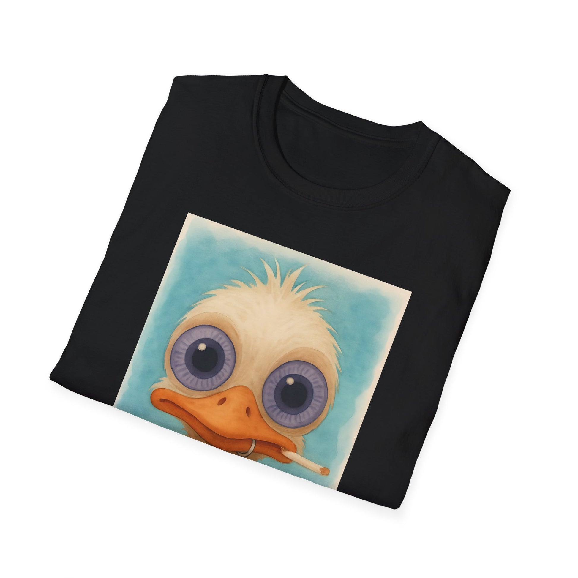Ostrich Graphic T-Shirt, Unisex Softstyle Tee, Cute Animal Shirt, Gift for Friends, Quirky Humor Top, Smoke fun gift