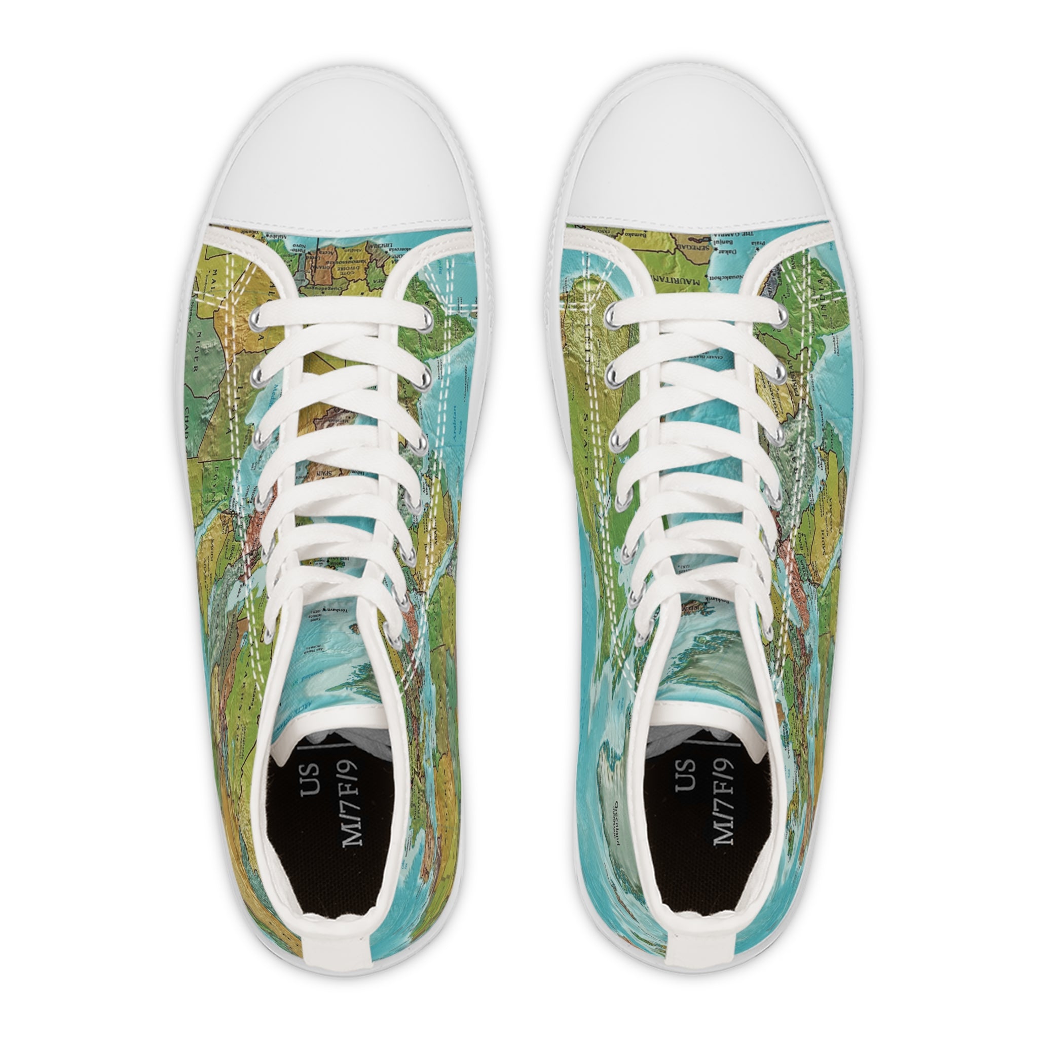 High Top Sneakers - The World At Your Feet Design