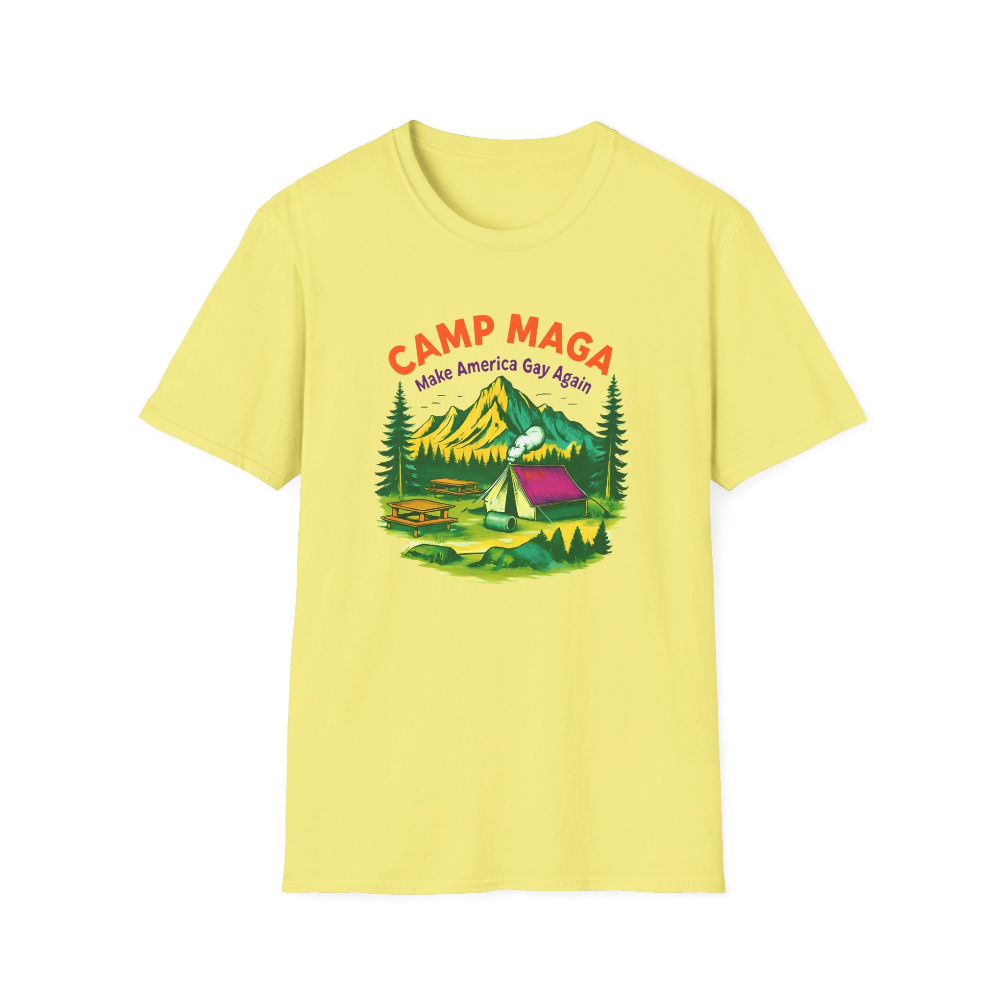 Camp MAGA Unisex make America gay again carnival Softstyle T-Shirt - Make America Gay Again, LGBTQ Pride Shirt, Camping Tee, Gift for [...]
