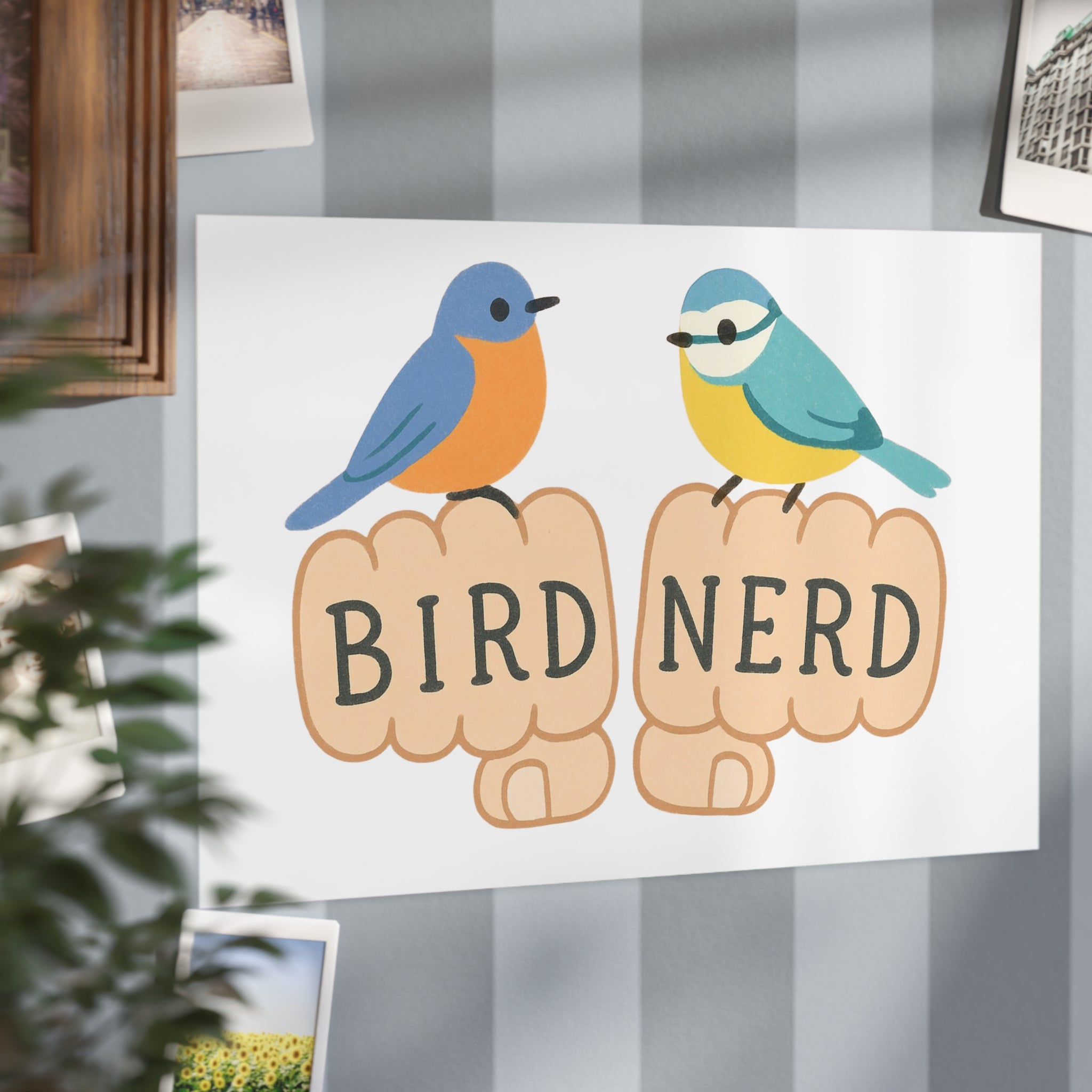 Bird Nerd Unframed Prints, Nature Lover Artwork, Bird Decor, Gift for Birdwatchers, Cute Wall Art for Home Birding gift knuckle, tattoos