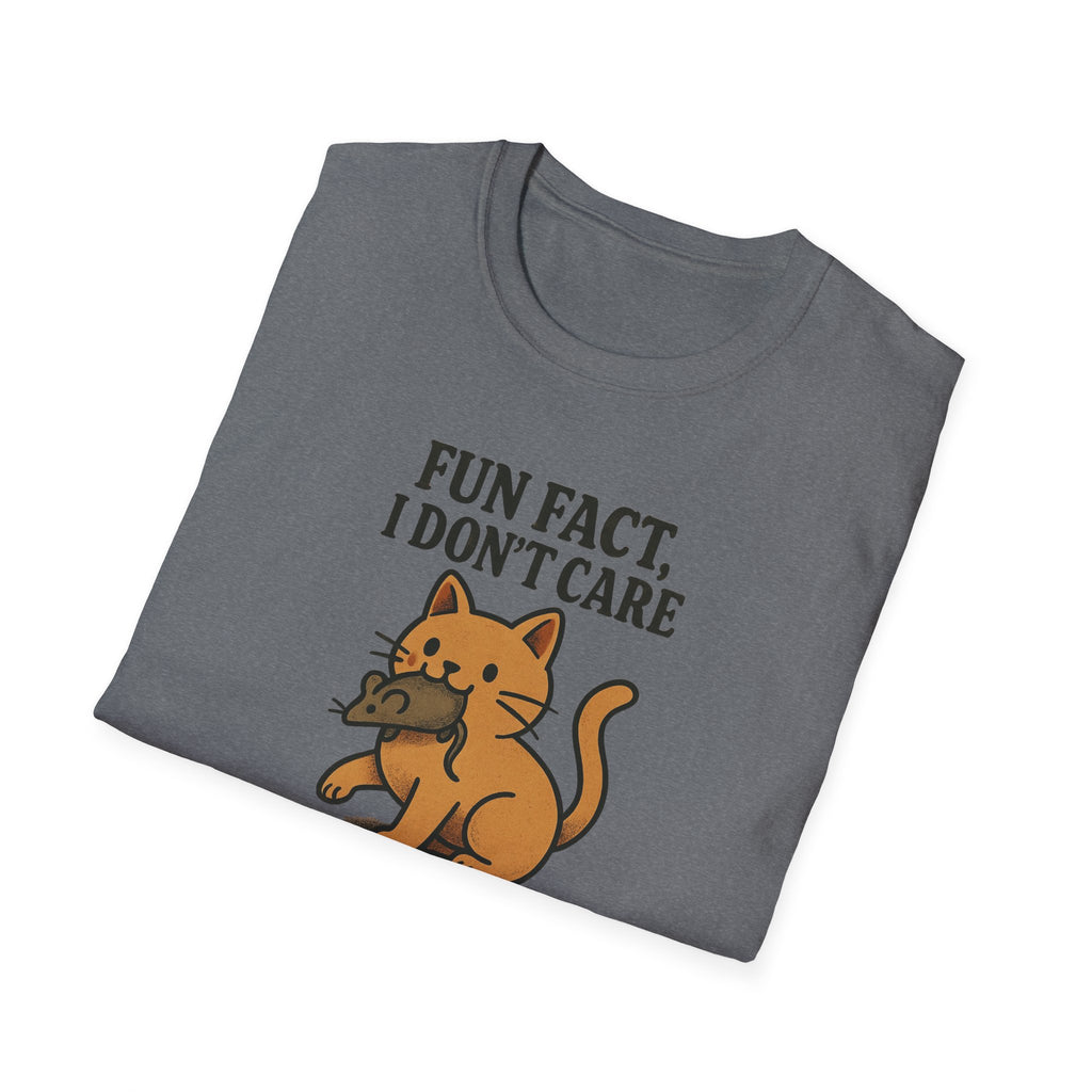 I dont care Sarcastic Cat Lover Unisex Softstyle T-Shirt, Funny Graphic Tee, Zero F's Given Animal Shirt,Humorous Tee for Cat Owners