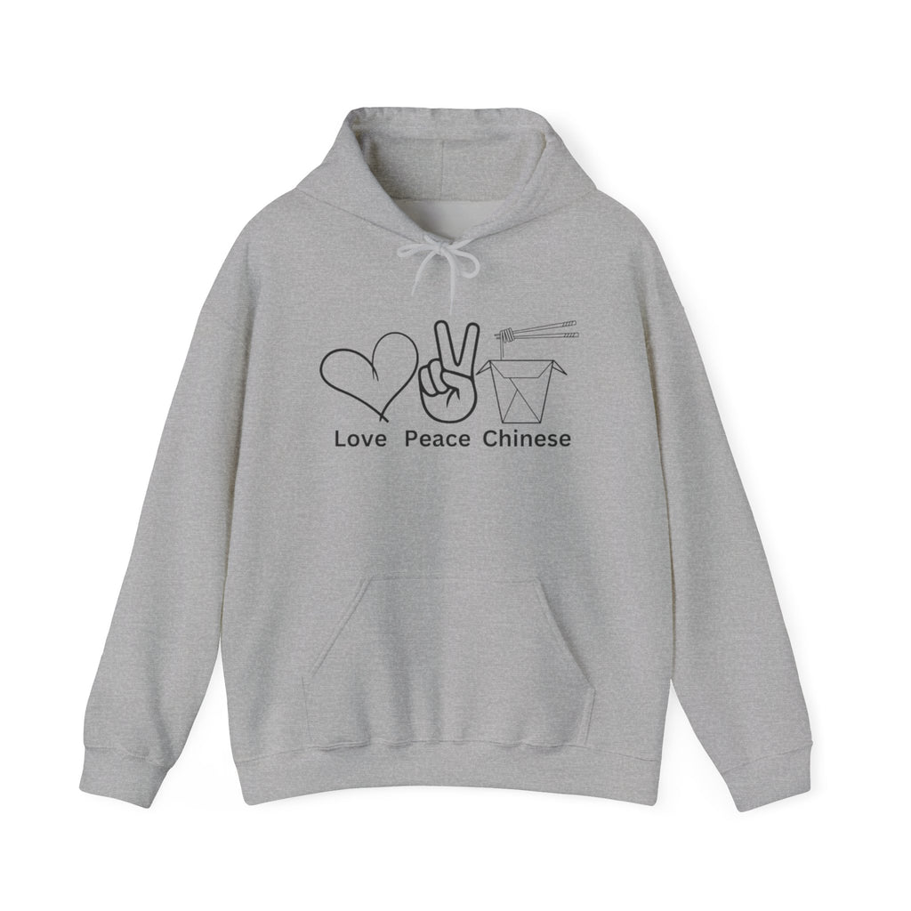 Hooded Sweatshirt Love Peace Chinese Three