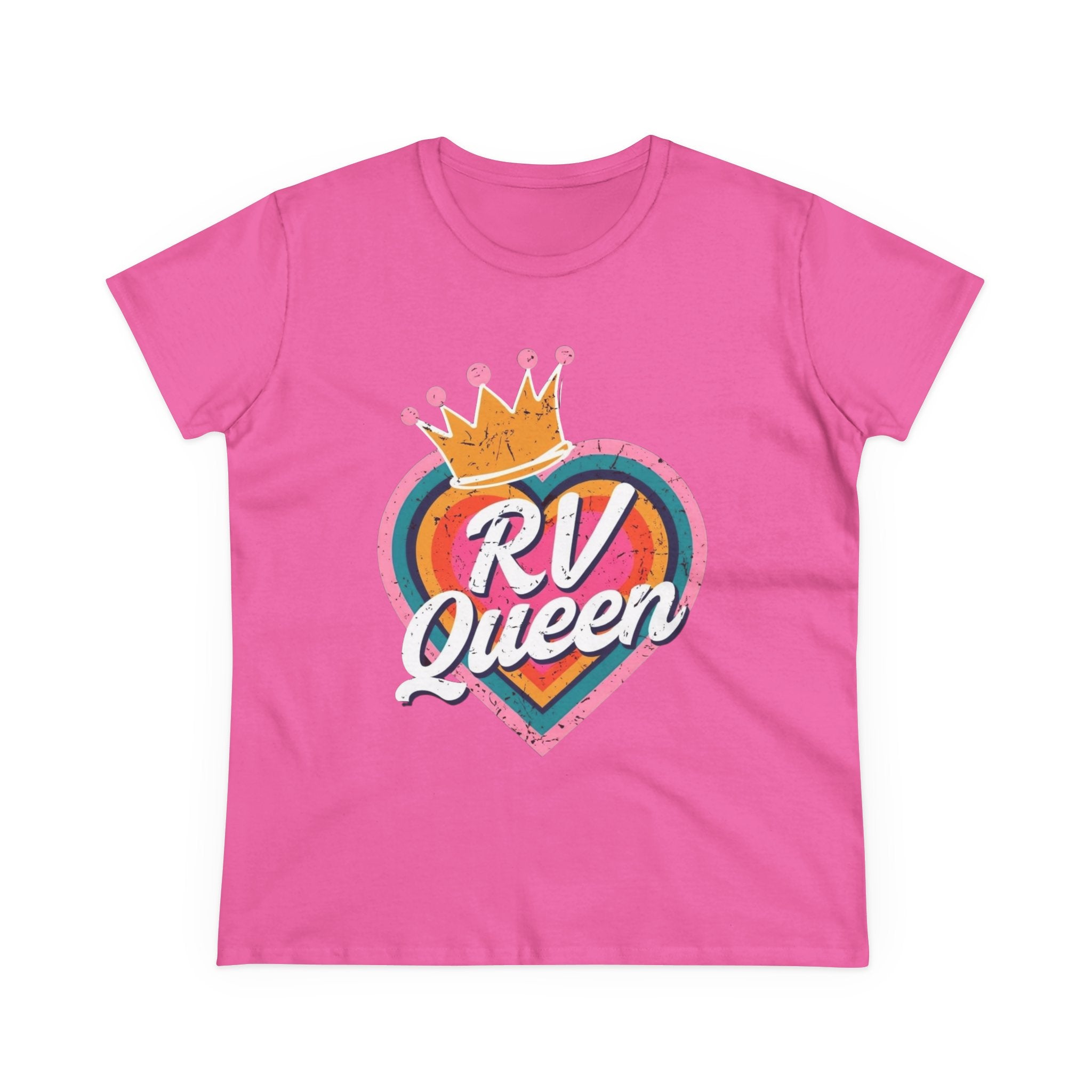 T-Shirt, RV Queen Camping Traveling, Women's Midweight Cotton Tee, Outdoor Adventure Shirt, Camper Life Top, Road Trip Apparel, Campfire