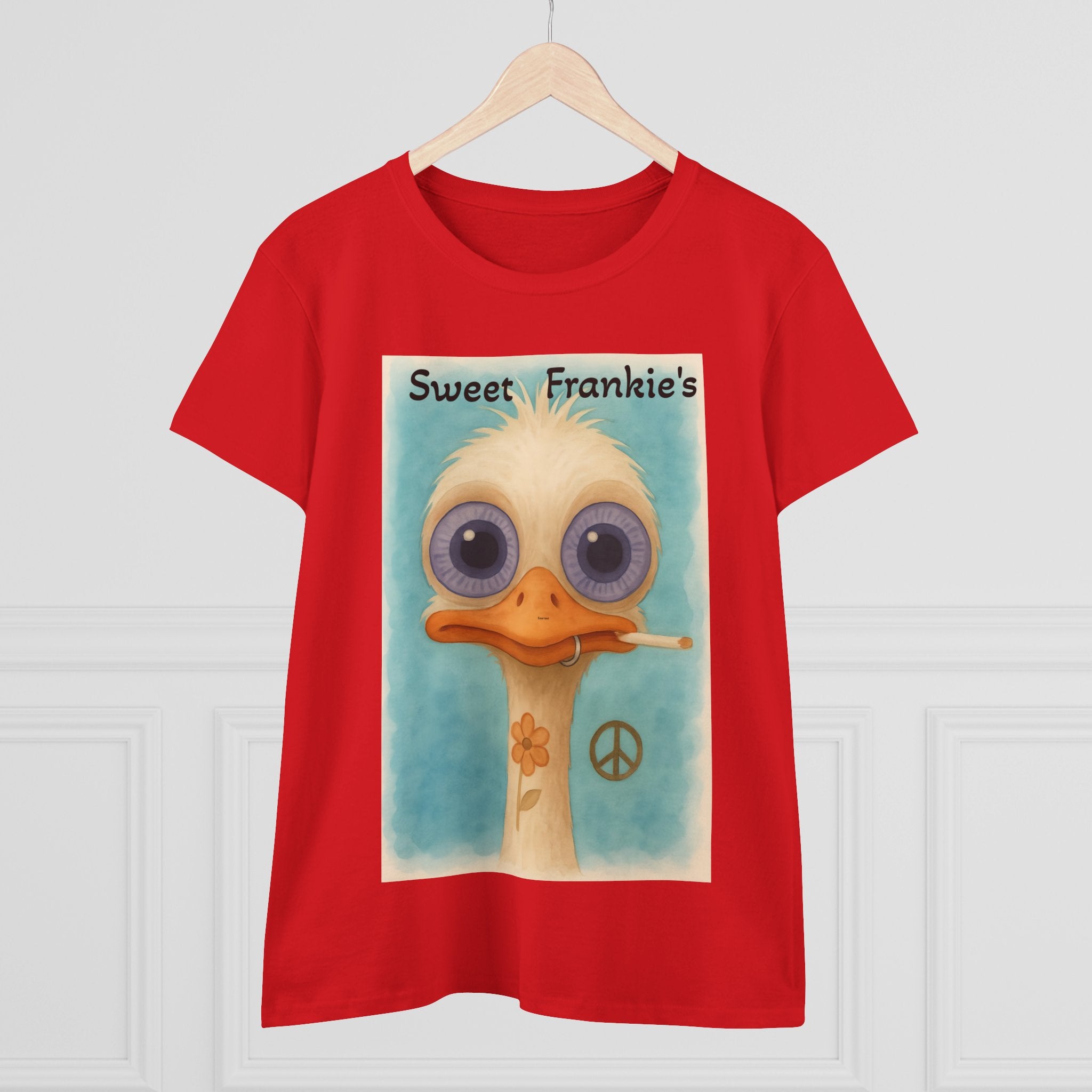 T-Shirt, Sweet Frankies Ostrich Graphic Tee, Funny Tee, Women's Graphic Shirt, Gift for Her, Women's Cotton Shirt social justice wear