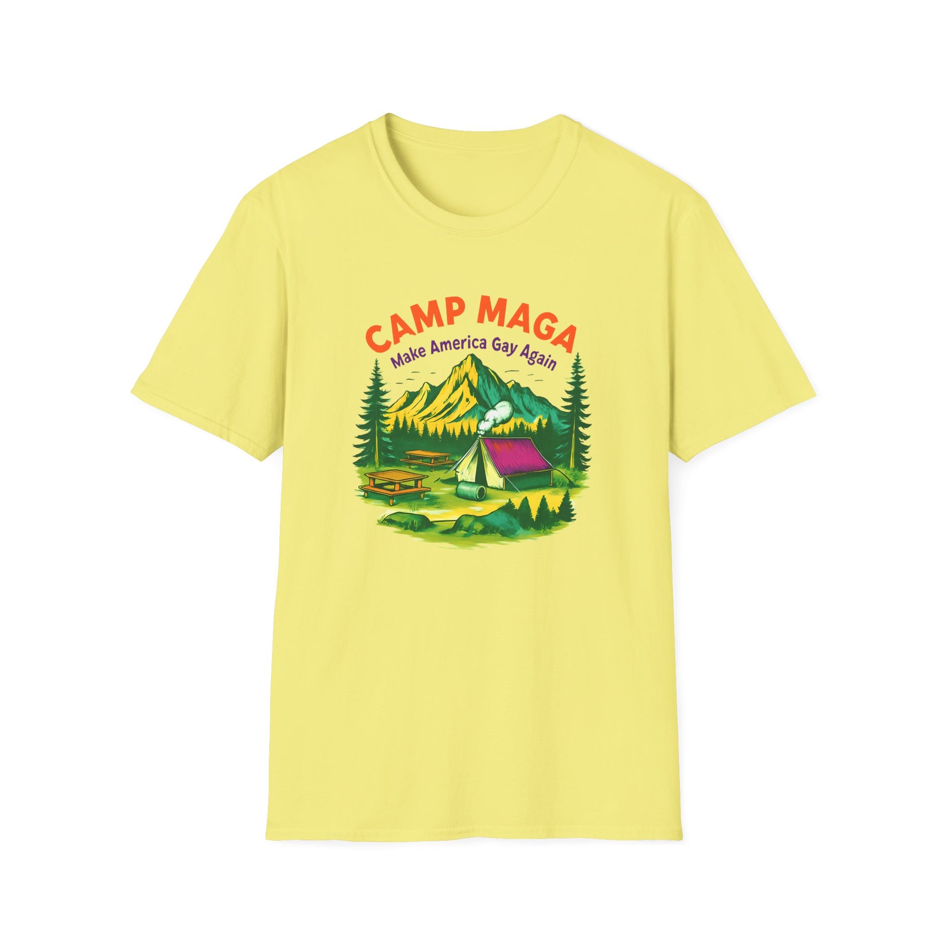 Camp MAGA Unisex make America gay again carnival Softstyle T-Shirt - Make America Gay Again, LGBTQ Pride Shirt, Camping Tee, Gift for [...]