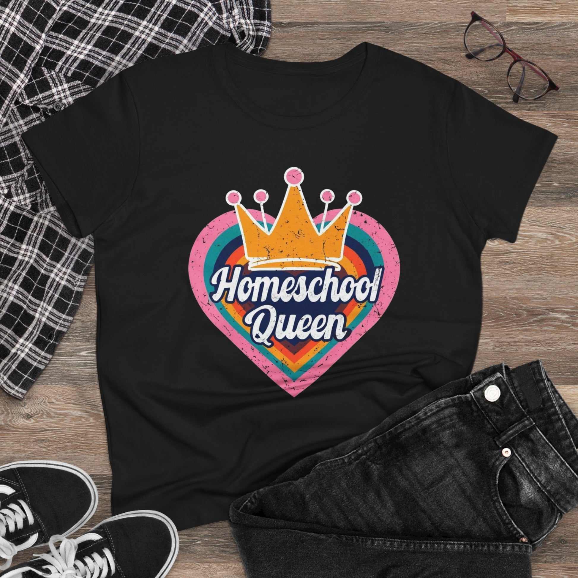 Homeschool Queen Cotton Tee, Cute Tee for Moms, Colloquial Gift for Homeschoolers, Fun Educational Apparel, Perfect for Back to School