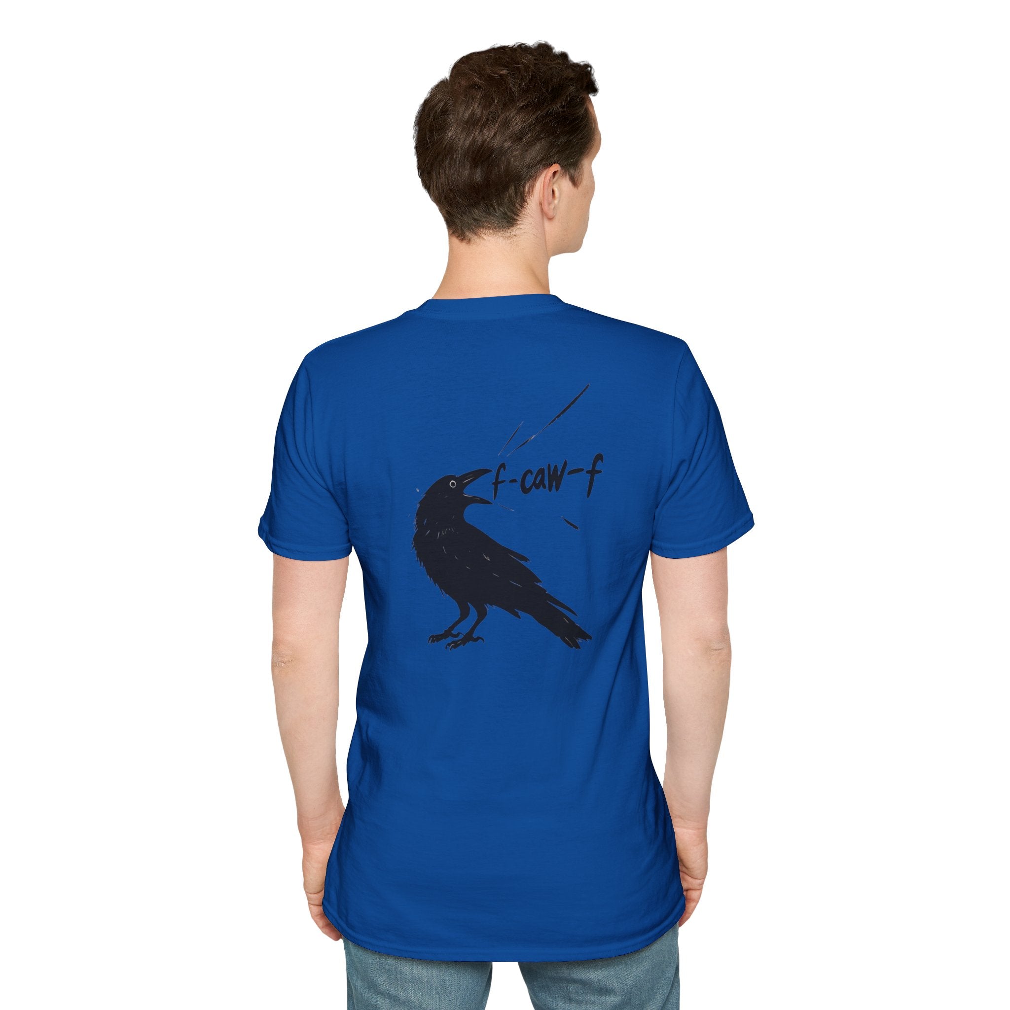 F Off Crow Bird Lover back of shirt design Unisex Softstyle T-Shirt, Sarcastic Graphic Tee for Bird Enthusiasts, F Off Tee, Unique Gift, F-Caw-F Christmas gift