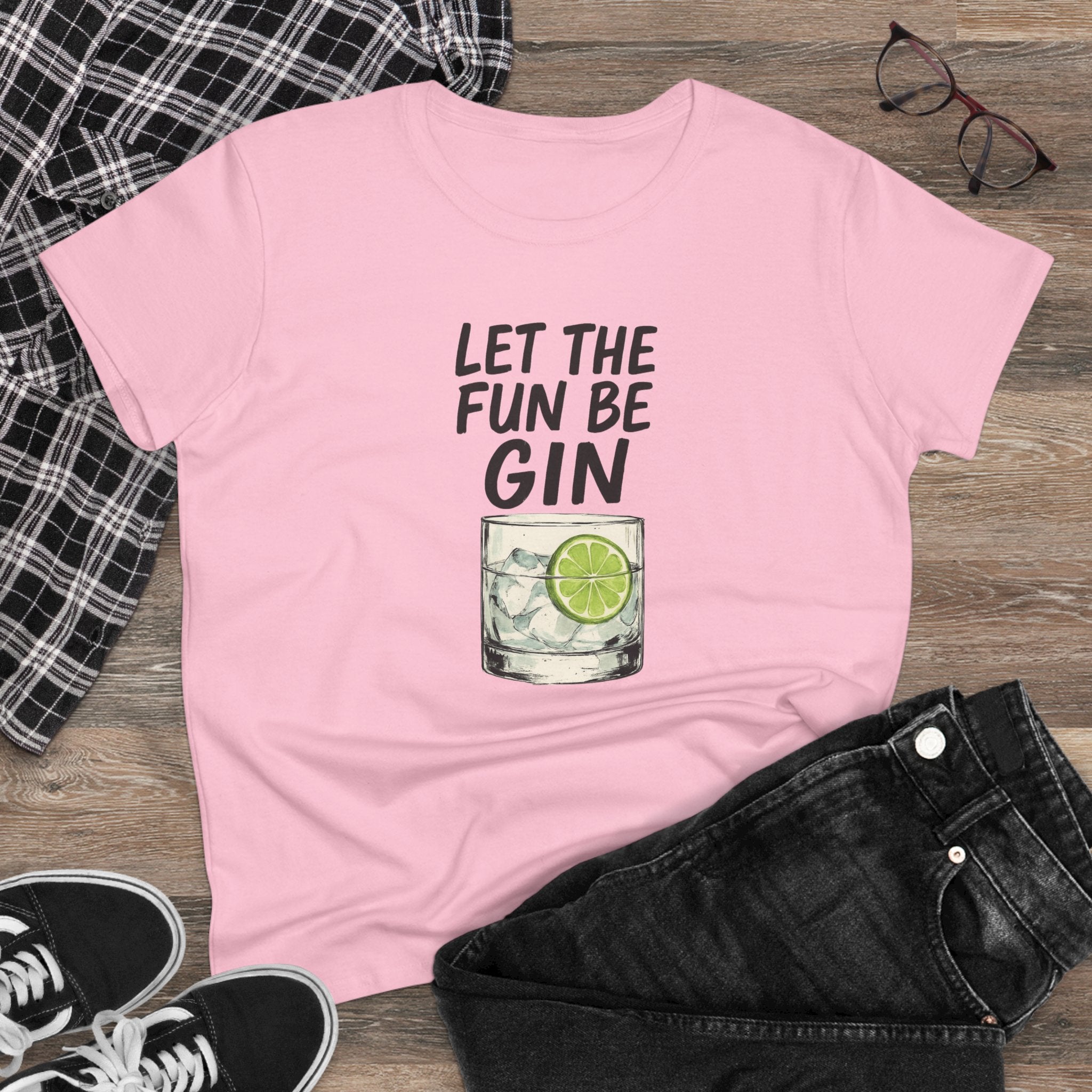 Let the Fun Be Gin Summer Party Cocktail Gift, Womans Tee, Graphic Top, Cotton Shirt, Funny Drinking Tee Gin and Tonic