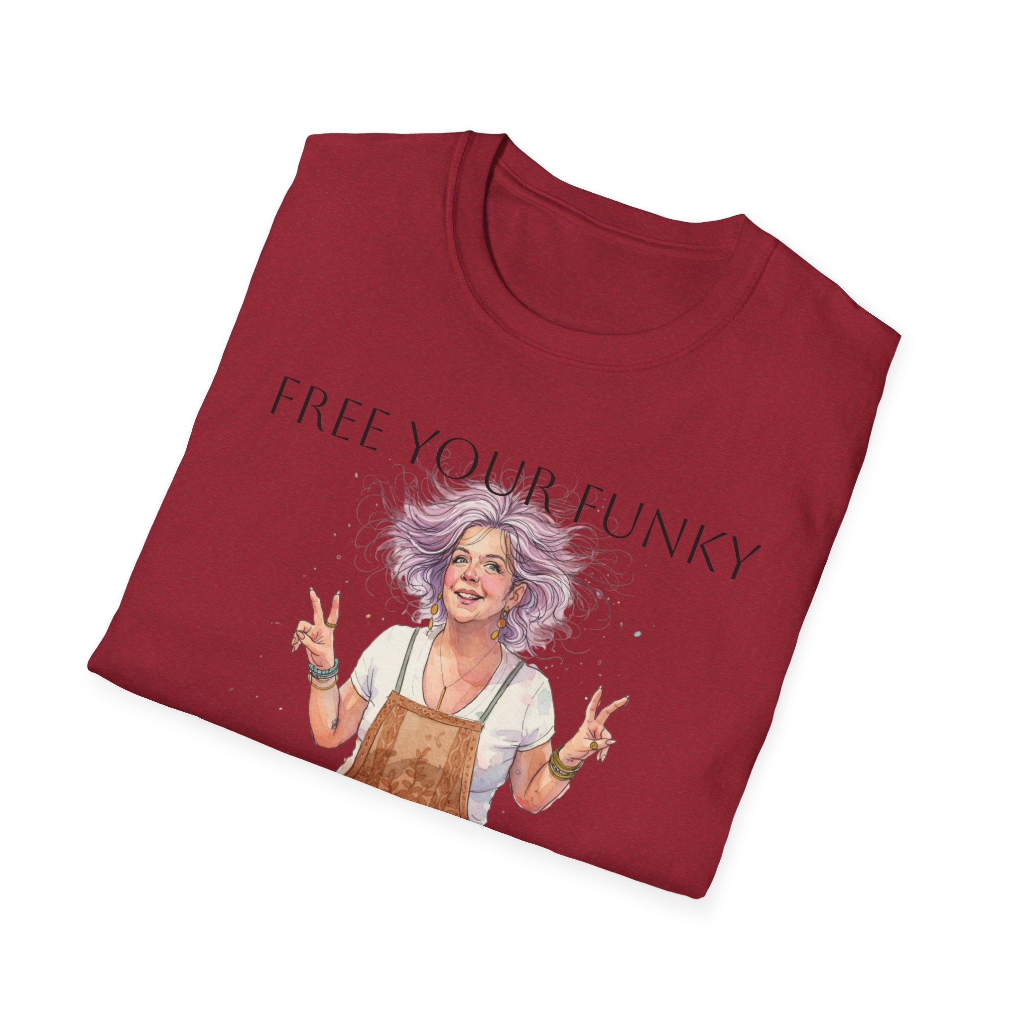 T-Shirt — “Free Your Funky” Peace-Sign Boho Woman Graphic Tee