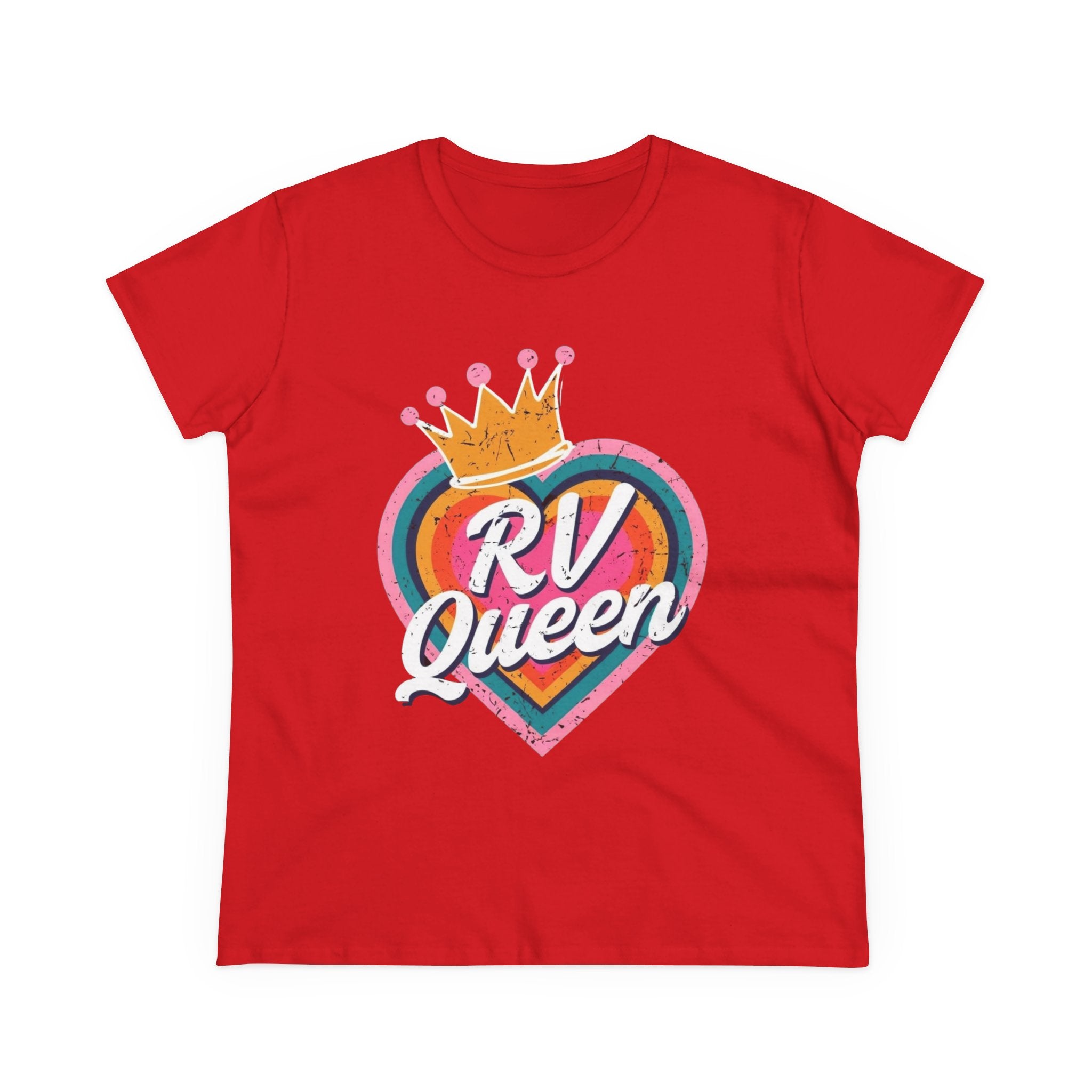 T-Shirt, RV Queen Camping Traveling, Women's Midweight Cotton Tee, Outdoor Adventure Shirt, Camper Life Top, Road Trip Apparel, Campfire