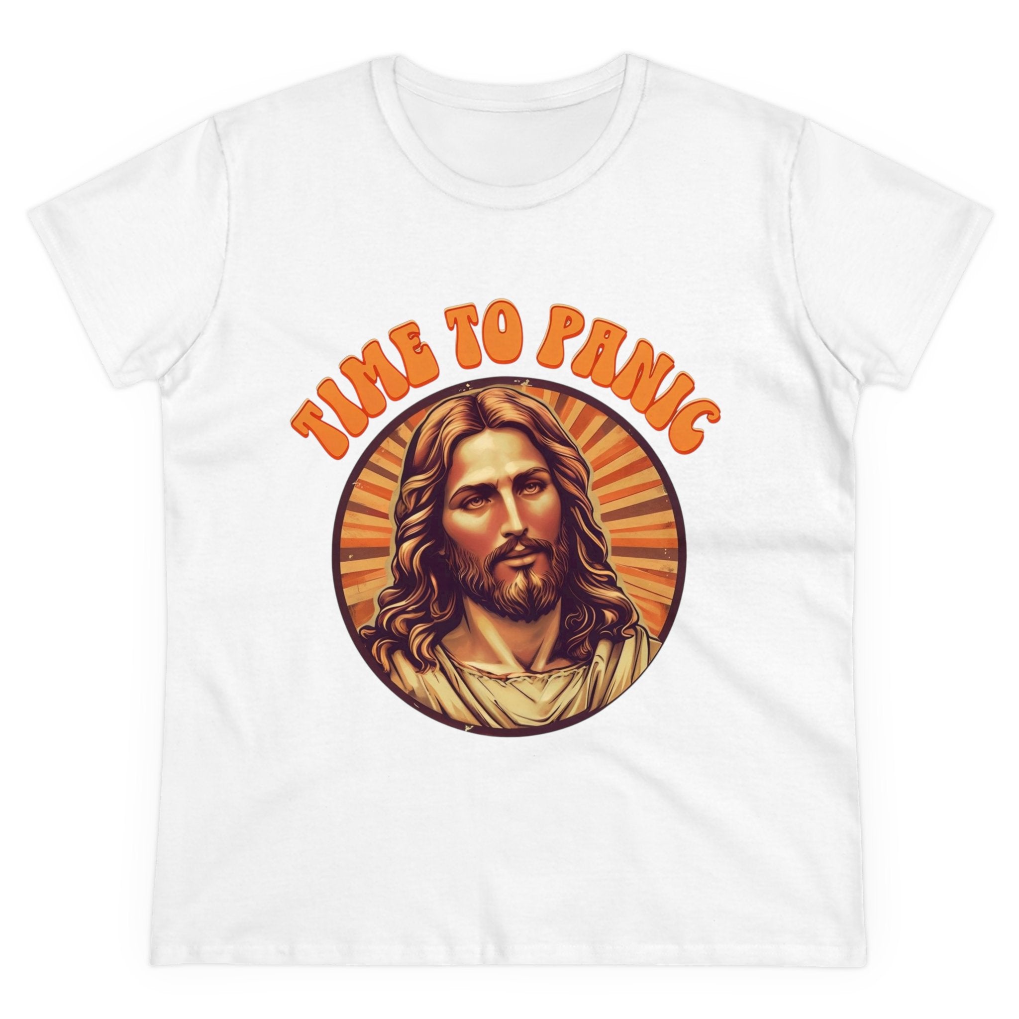 Graphic Tee, Funny Jesus Shirt, Panic Quote Women's T-Shirt, Religious Humor Top, Christian Apparel, Novelty Gift for Her, Midweight Cotton