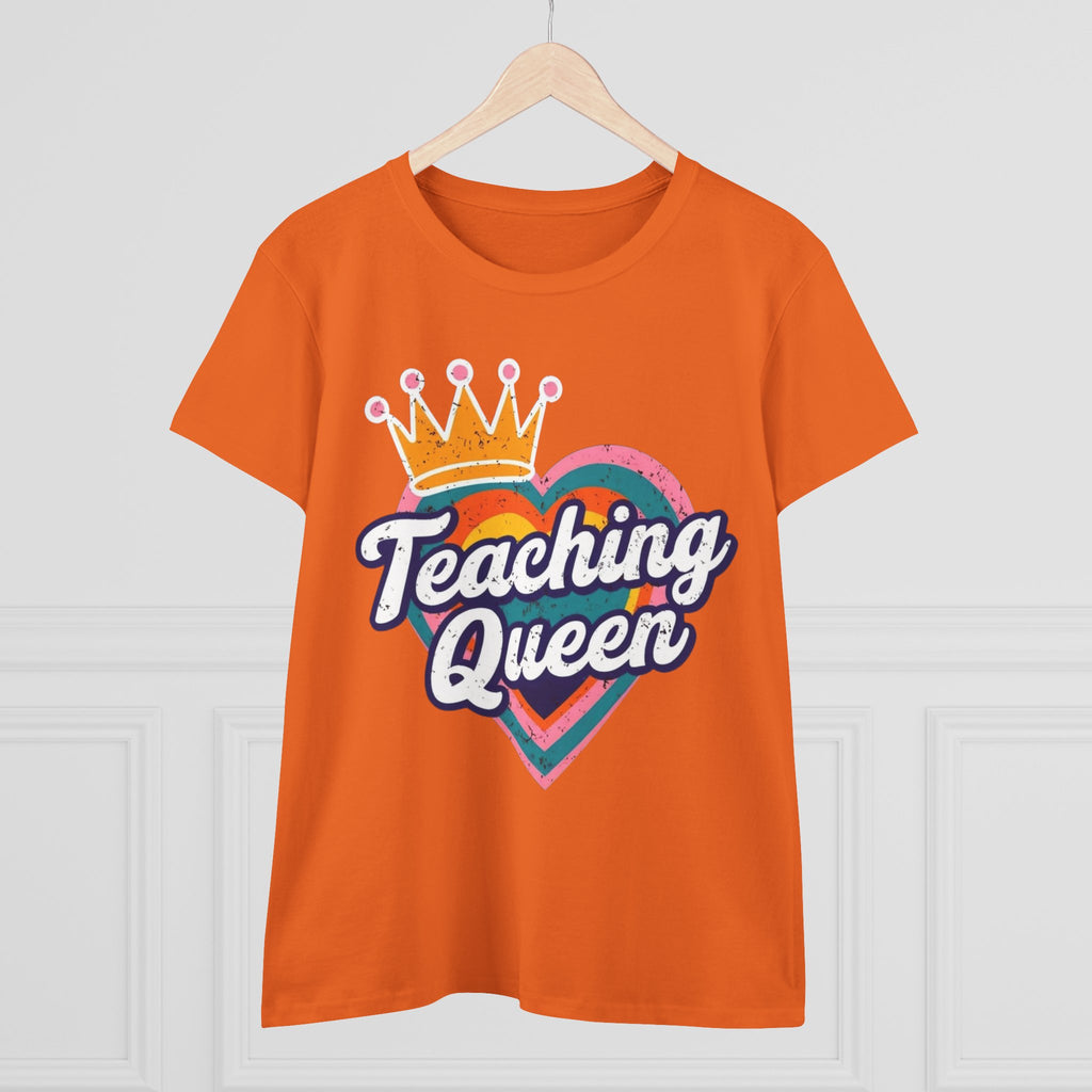 Teaching Queen Tee, Best Teacher Gift Shirt, Midweight Cotton T-Shirt, Teacher Appreciation Top, Female Educator Apparel, School Instructor