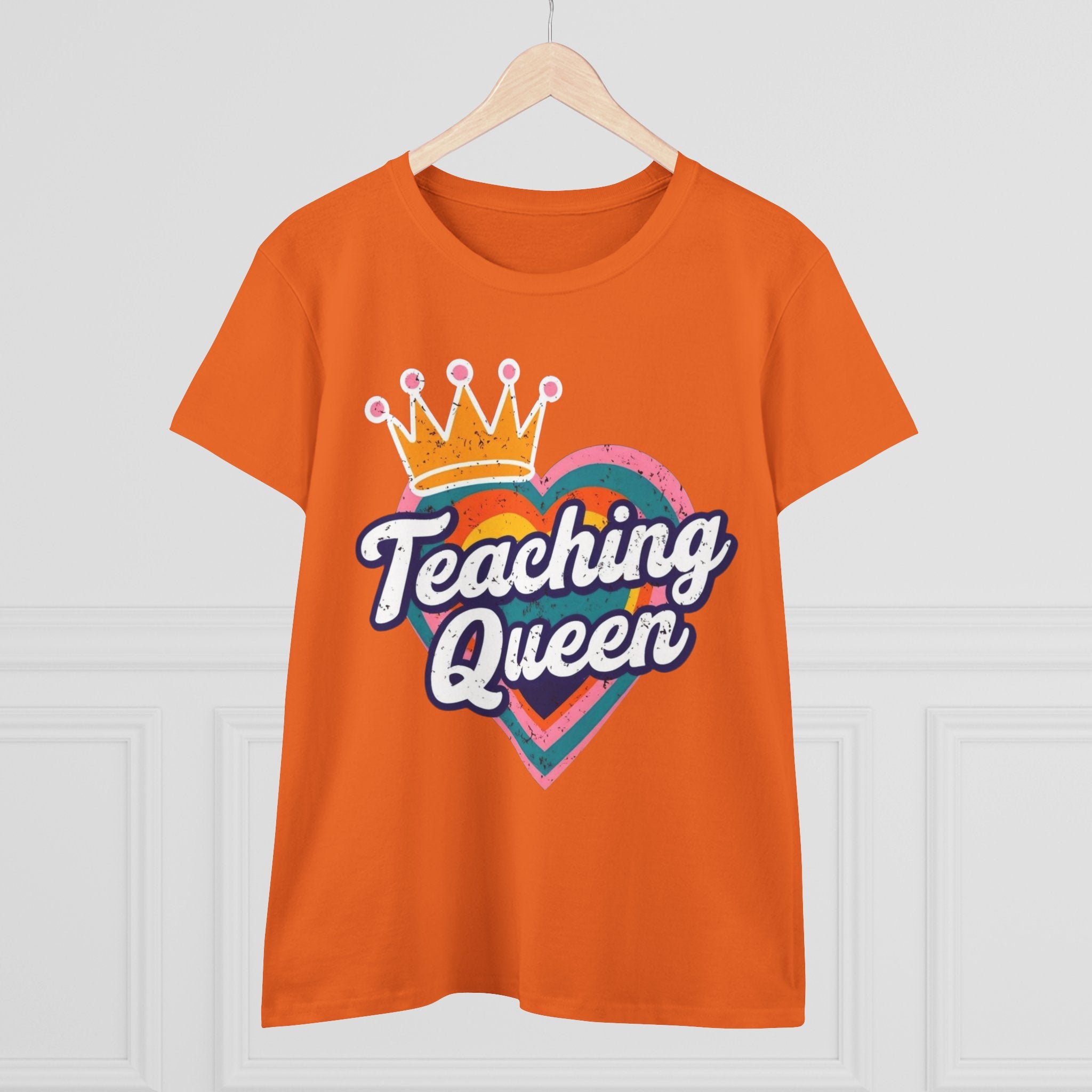 Teaching Queen Tee, Best Teacher Gift Shirt, Midweight Cotton T-Shirt, Teacher Appreciation Top, Female Educator Apparel, School Instructor