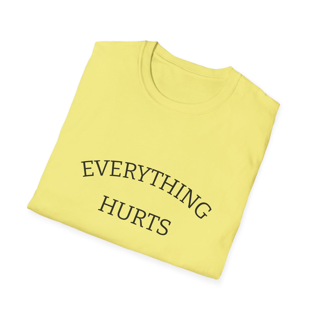 Everything Hurts Funny Workout Fitness gym Unisex Softstyle T-Shirt, Retirement Gift, Getting Old, Fitness Gift aches and pains