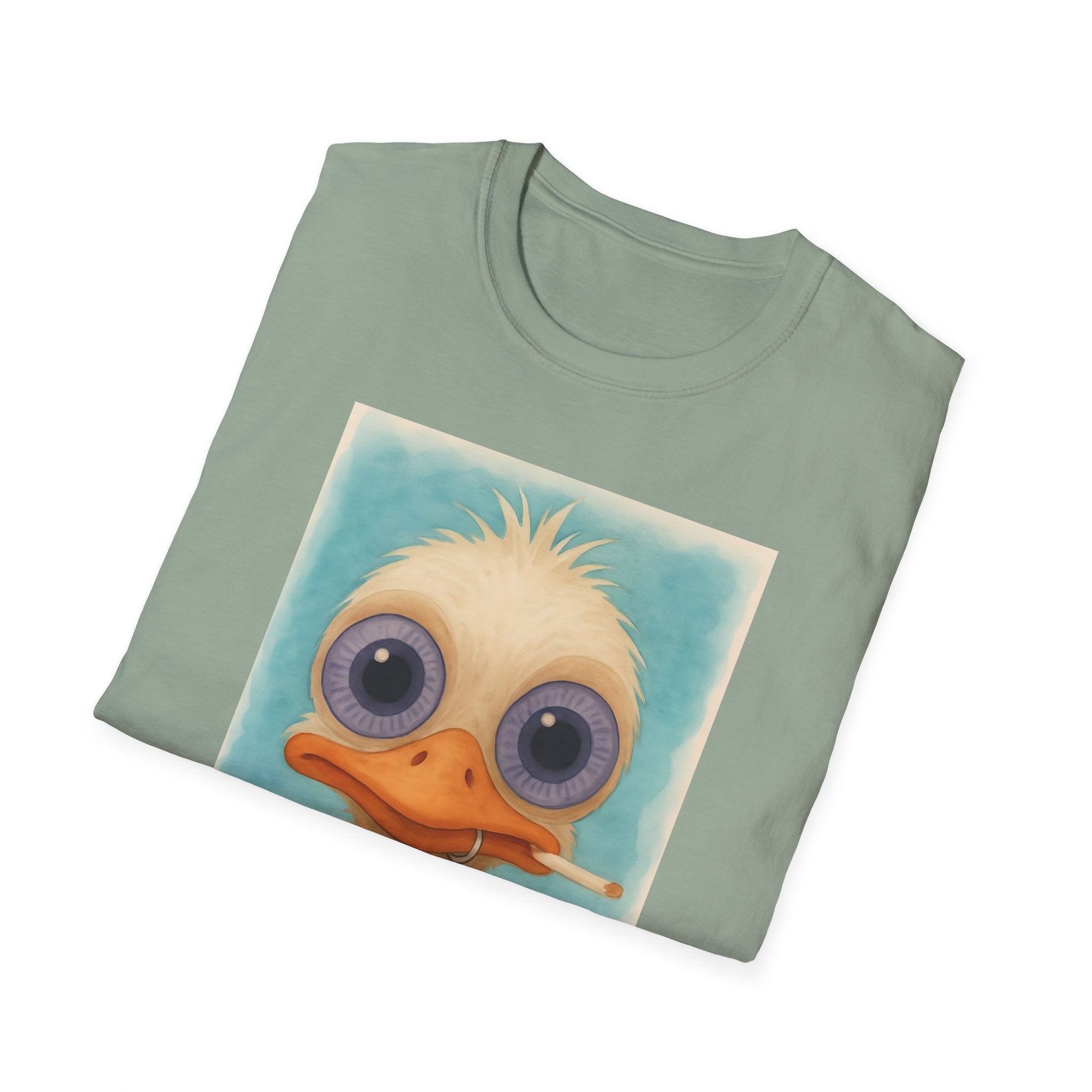 Ostrich Graphic T-Shirt, Unisex Softstyle Tee, Cute Animal Shirt, Gift for Friends, Quirky Humor Top, Smoke fun gift