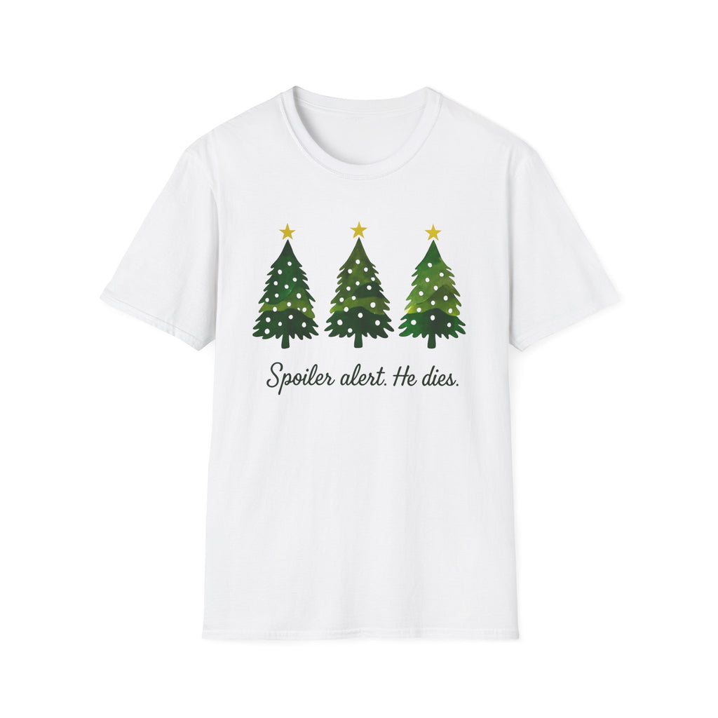 Spoiler Alert. He dies. Funny Jesus Christmas Tree T-Shirt