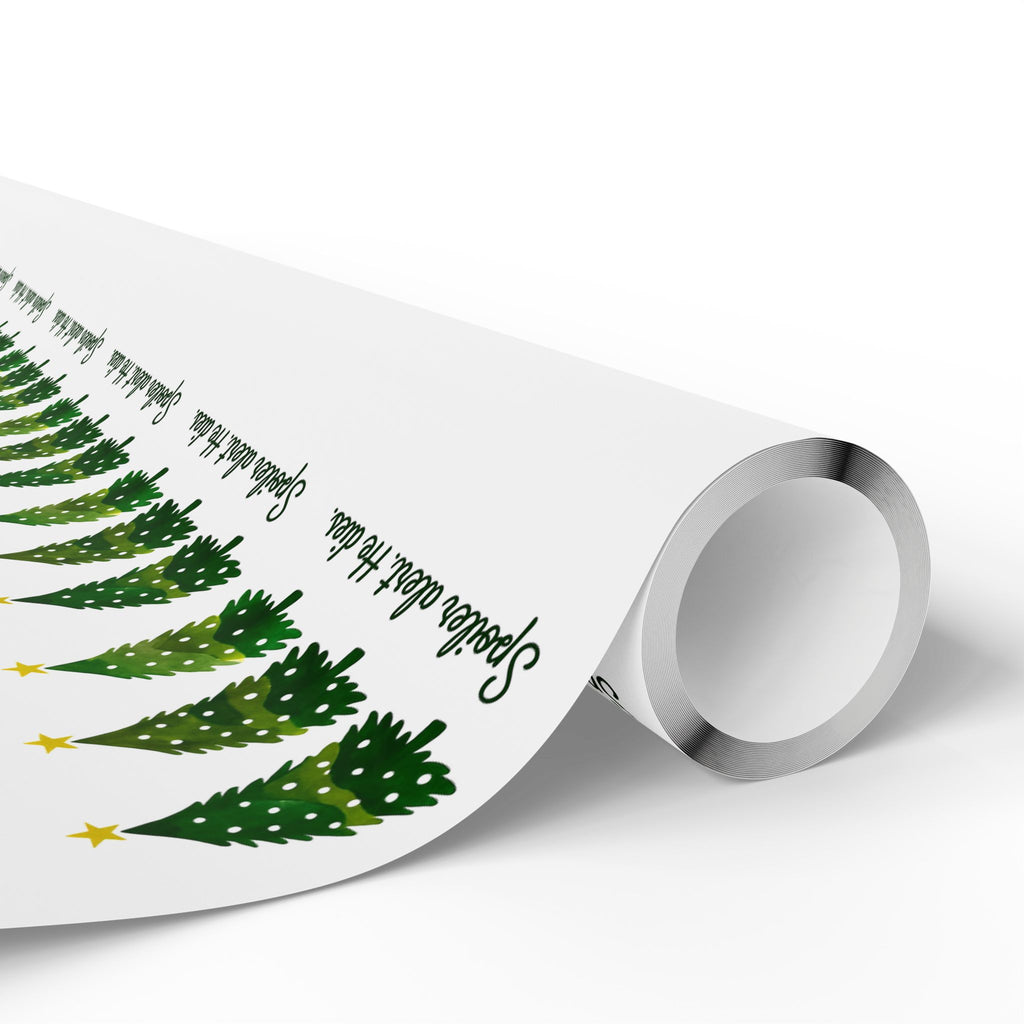 Funny Jesus Spoiler alert. He dies. Christmas Tree Wrapping Paper Roll – Festive Green Trees with