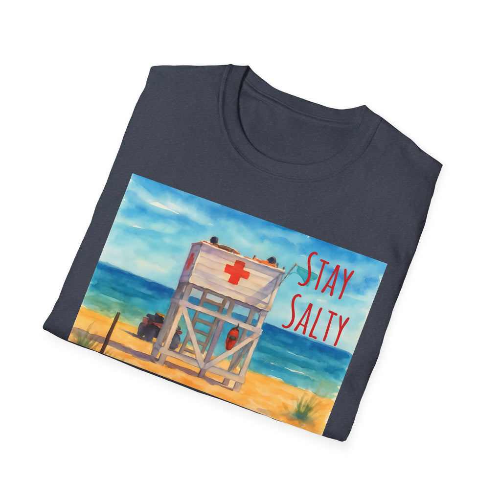 Stay Salty Ocean Vibes Unisex T-Shirt, Stay Salty Lifeguard Stand Beach Sunshine , Gift for Beach Lovers, Summer Tee, Coastal Theme Top,