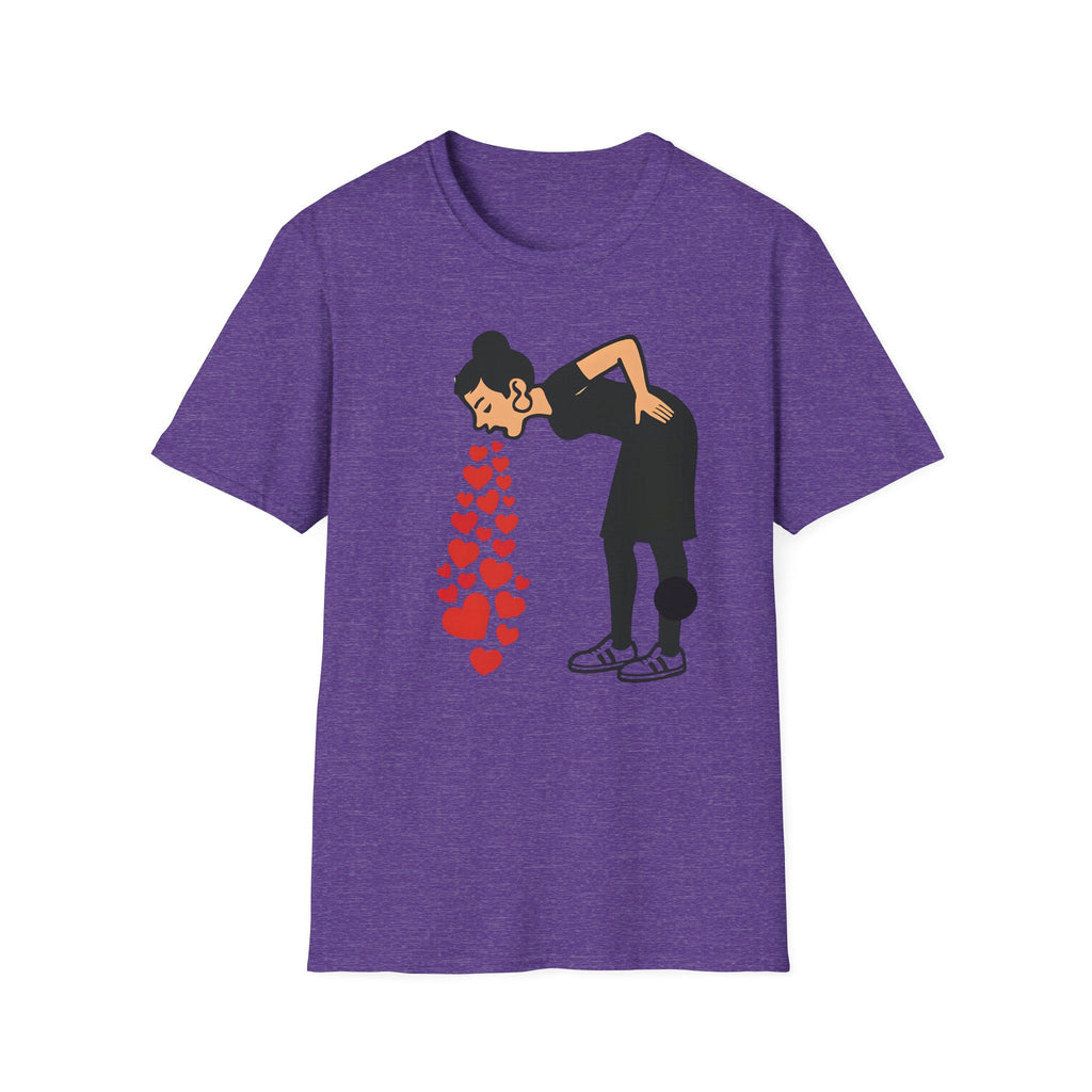 Vomiting Hearts T-Shirt, Anti Valentines Day Shirt, Art Girl Funny Love Humor gift , Sarcastic Romance Top, Dark Humor Graphic Shirt Unisex
