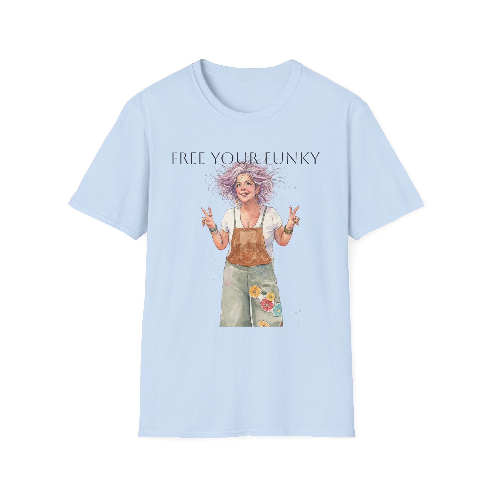 T-Shirt — “Free Your Funky” Peace-Sign Boho Woman Graphic Tee