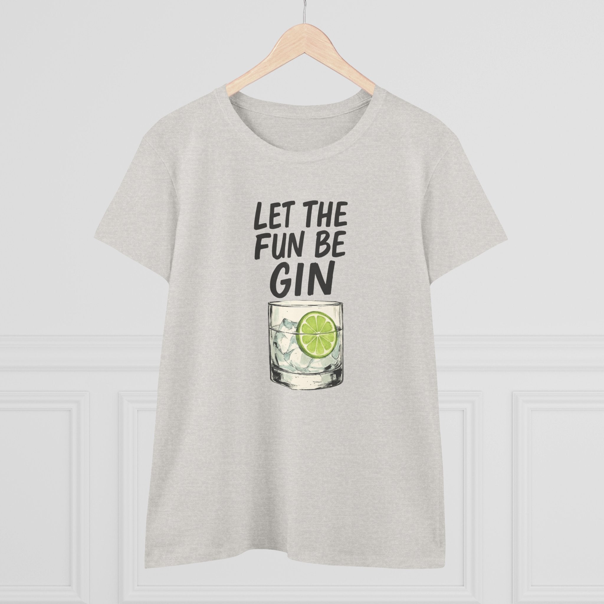Let the Fun Be Gin Summer Party Cocktail Gift, Womans Tee, Graphic Top, Cotton Shirt, Funny Drinking Tee Gin and Tonic