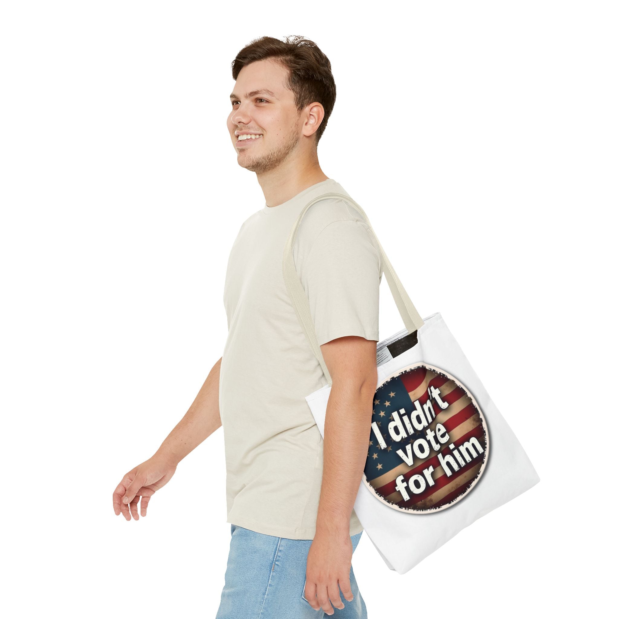 I Didn’t Vote For Him Tote Bag — Political Statement USA Flag Tote
