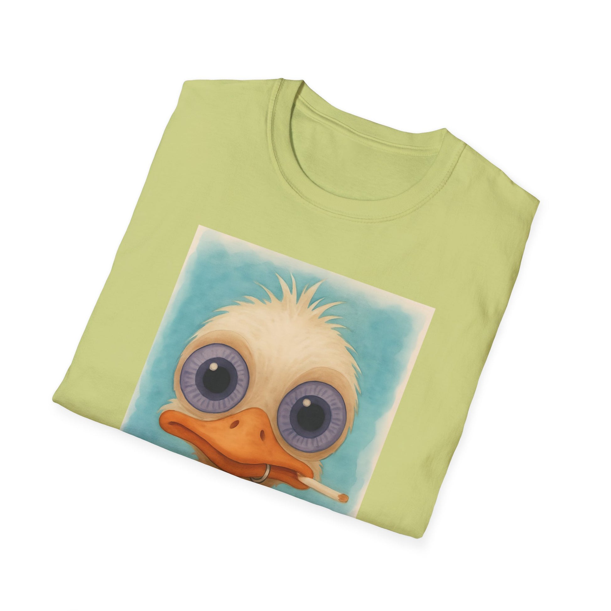 Ostrich Graphic T-Shirt, Unisex Softstyle Tee, Cute Animal Shirt, Gift for Friends, Quirky Humor Top, Smoke fun gift