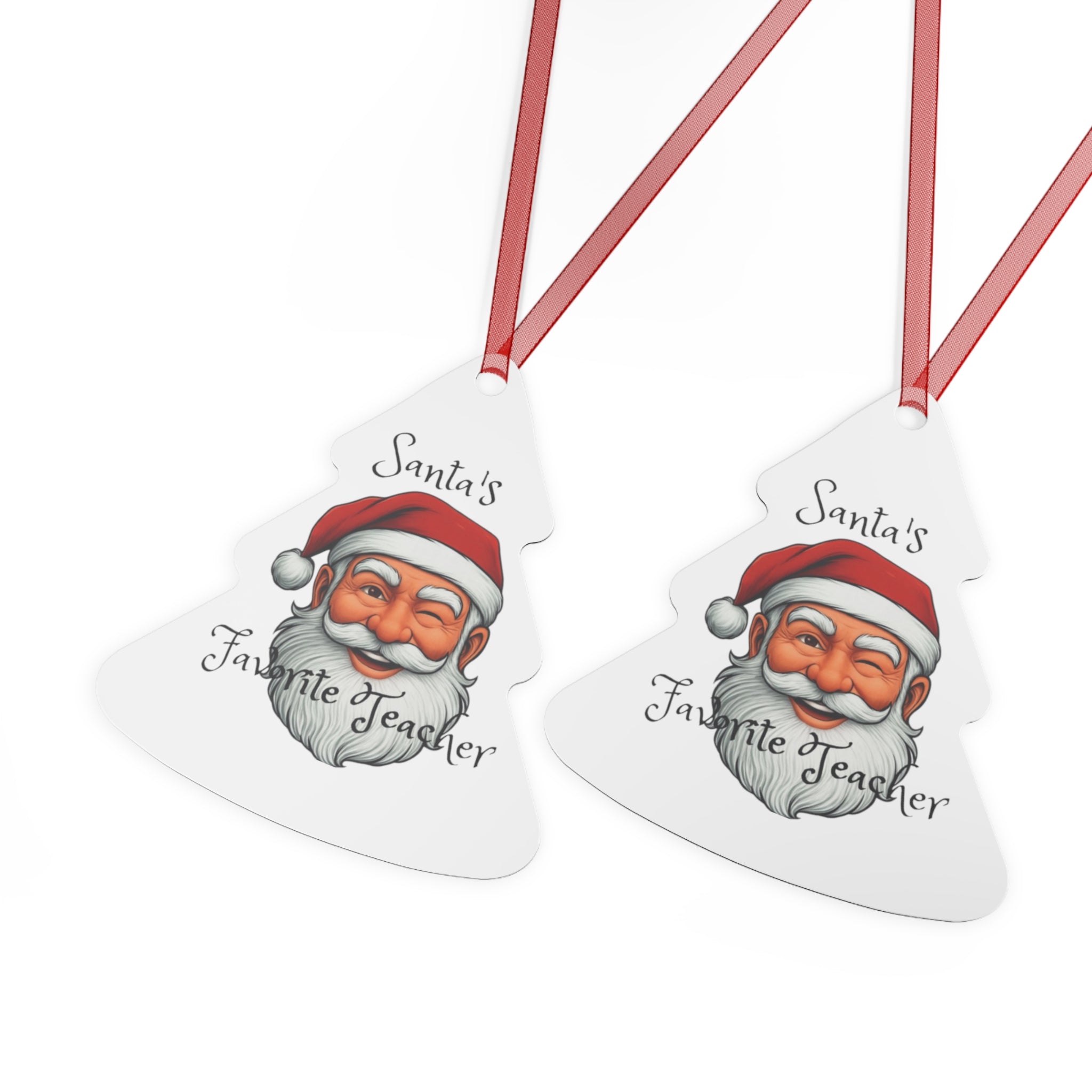 Santa's Favorite Teacher Metal Ornament | Holiday Gift, Christmas Decoration, Teacher Appreciation, Santa Ornament, Festive Keepsake