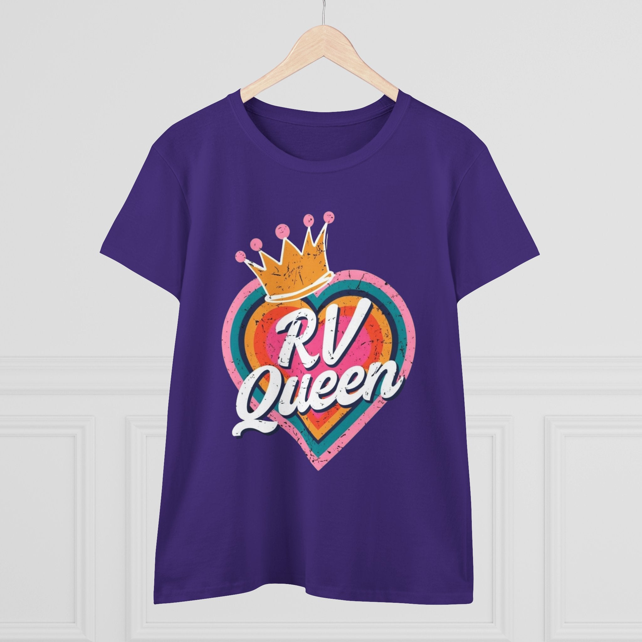 T-Shirt, RV Queen Camping Traveling, Women's Midweight Cotton Tee, Outdoor Adventure Shirt, Camper Life Top, Road Trip Apparel, Campfire