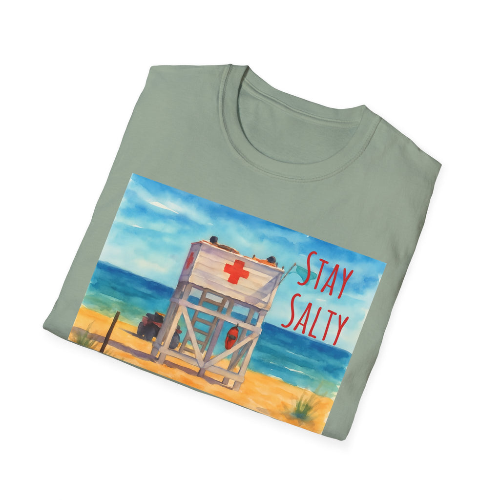 Stay Salty Ocean Vibes Unisex T-Shirt, Stay Salty Lifeguard Stand Beach Sunshine , Gift for Beach Lovers, Summer Tee, Coastal Theme Top,