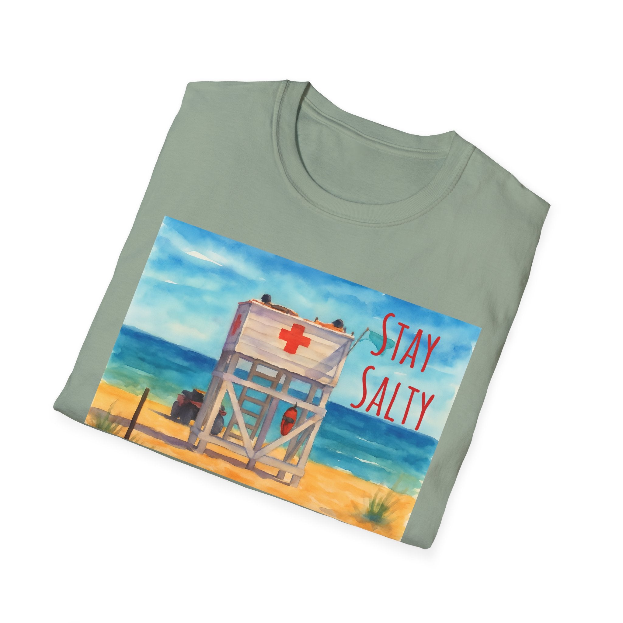 Stay Salty Ocean Vibes Unisex T-Shirt, Stay Salty Lifeguard Stand Beach Sunshine , Gift for Beach Lovers, Summer Tee, Coastal Theme Top,
