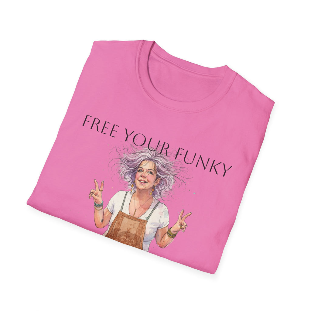 T-Shirt — “Free Your Funky” Peace-Sign Boho Woman Graphic Tee
