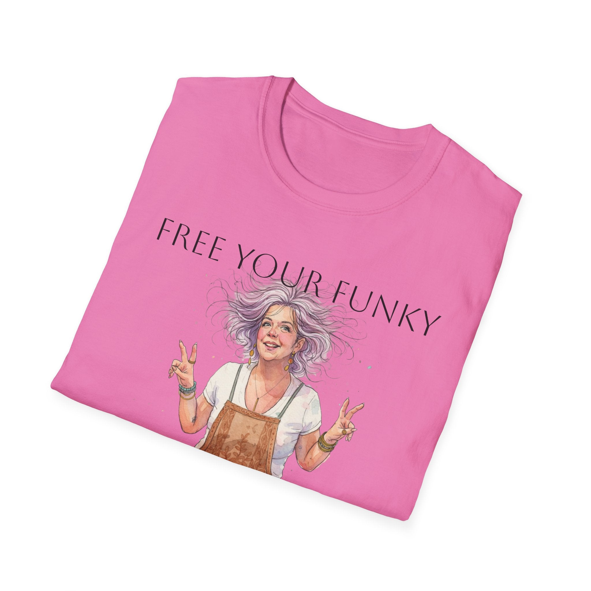 T-Shirt — “Free Your Funky” Peace-Sign Boho Woman Graphic Tee