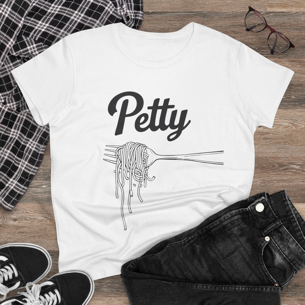 Petty spaghetti Women's Cotton Tee, Funny Graphic Tee, Casual Shirt, Gift for Foodies, Birthday Gift, Quirky Apparel gift for her