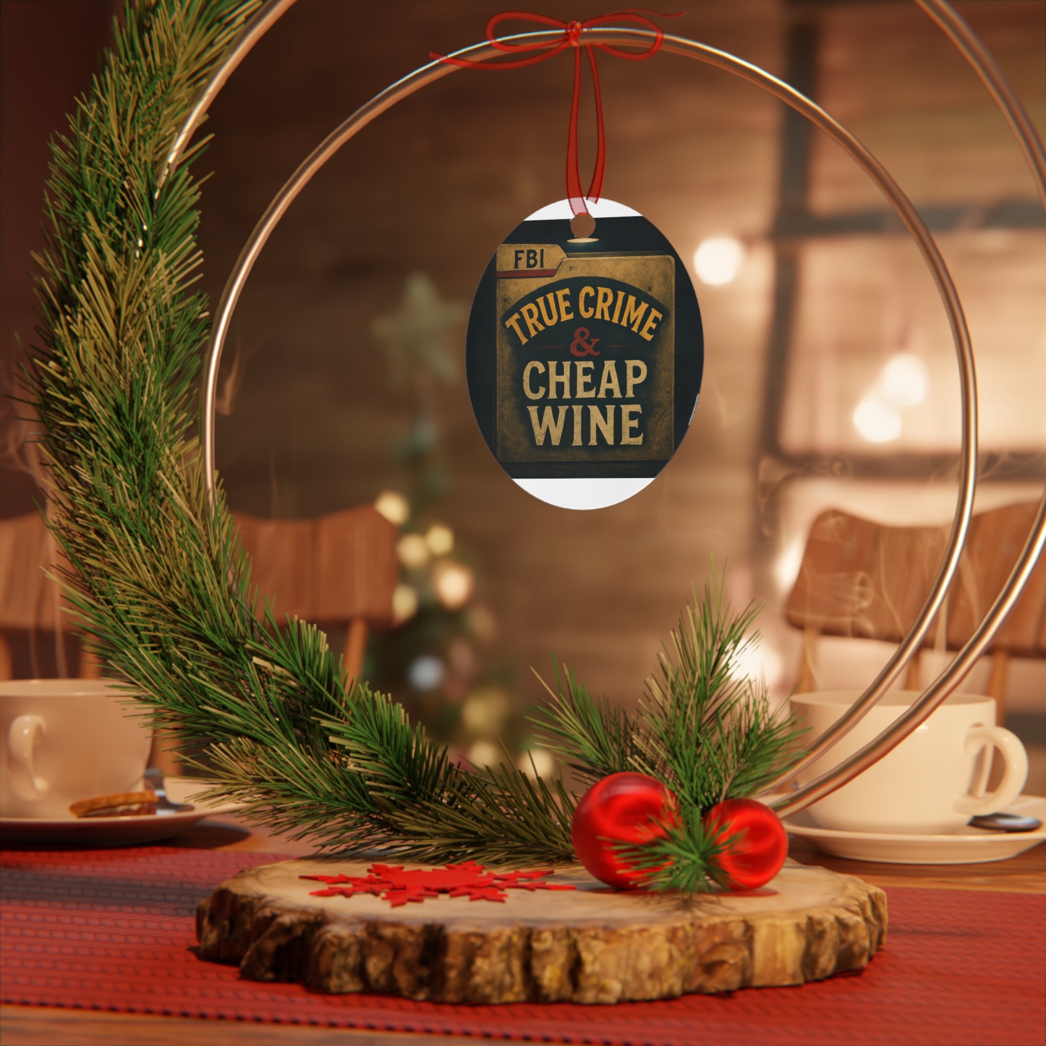Metal Ornament - True Crime & Cheap Wine Design