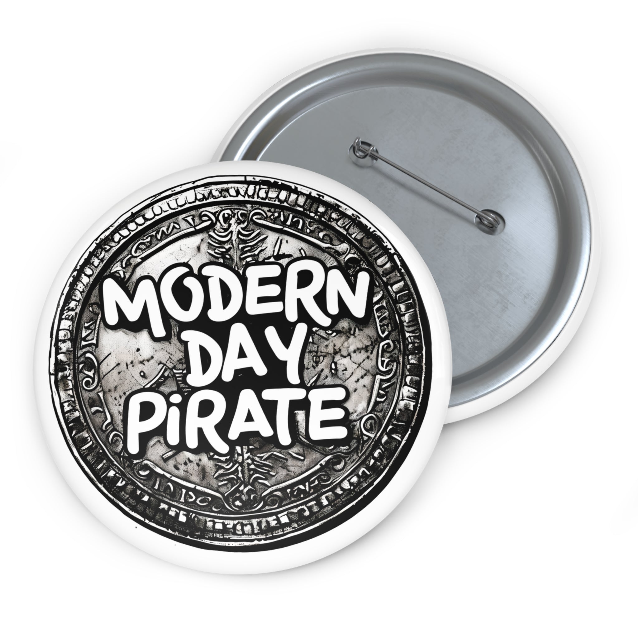 Metal Detecting Pin Buttons, Pirate Theme, Custom Design, Fun Gift for Treasure Hunters, Modern Pirate Accessories, Unique Button Badge