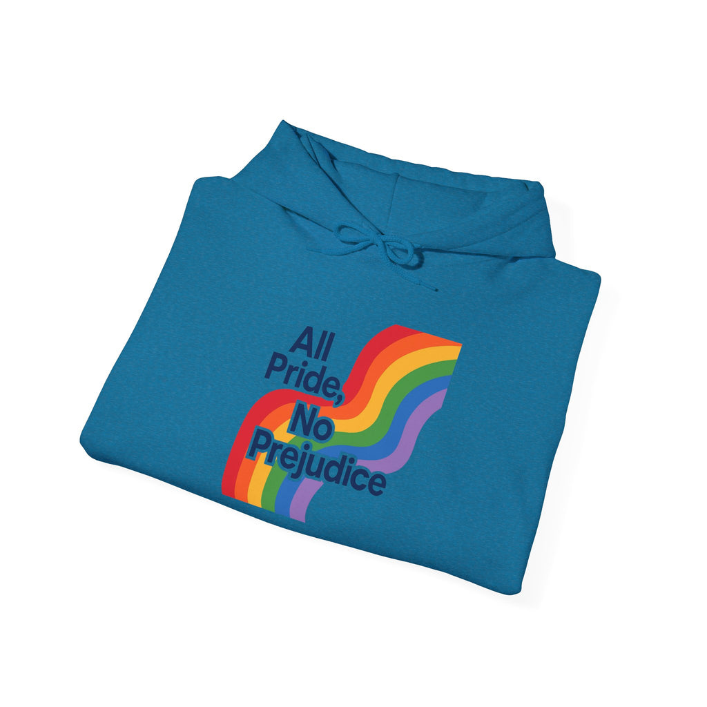 Pride Celebration Hoodie, Unisex Rainbow Sweatshirt, LGBTQ+ Hoodie, All Pride No Prejudice Sweatshirt, Comfortable Pride Wear anti trump