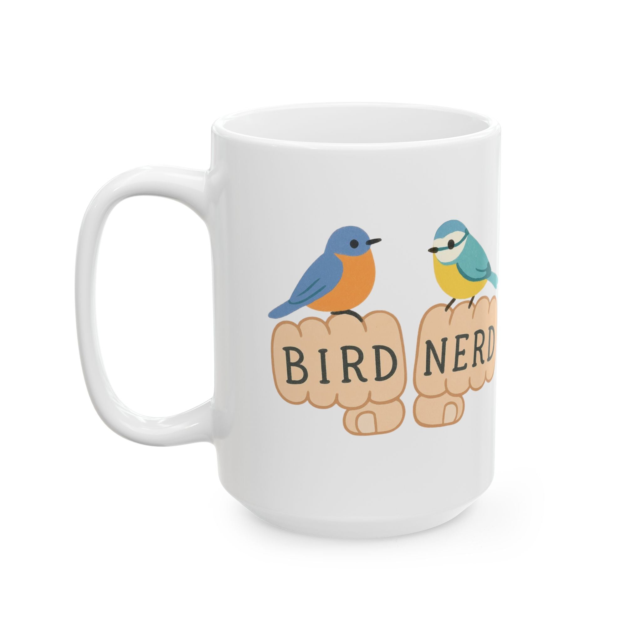Bird Nerd Bird Lover's Ceramic Mug Perfect Gift for Nature Enthusiasts, Birdwatching, knuckle tattoo Unique Gift for Her or him